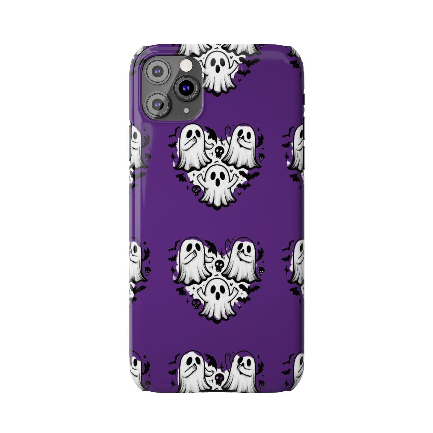 Cute Ghost Heart Slim Phone Case, Creepy Cute Spooky Heart Print, Goth Coquette Aesthetic Spooky Accessories, Halloween Gift Case
