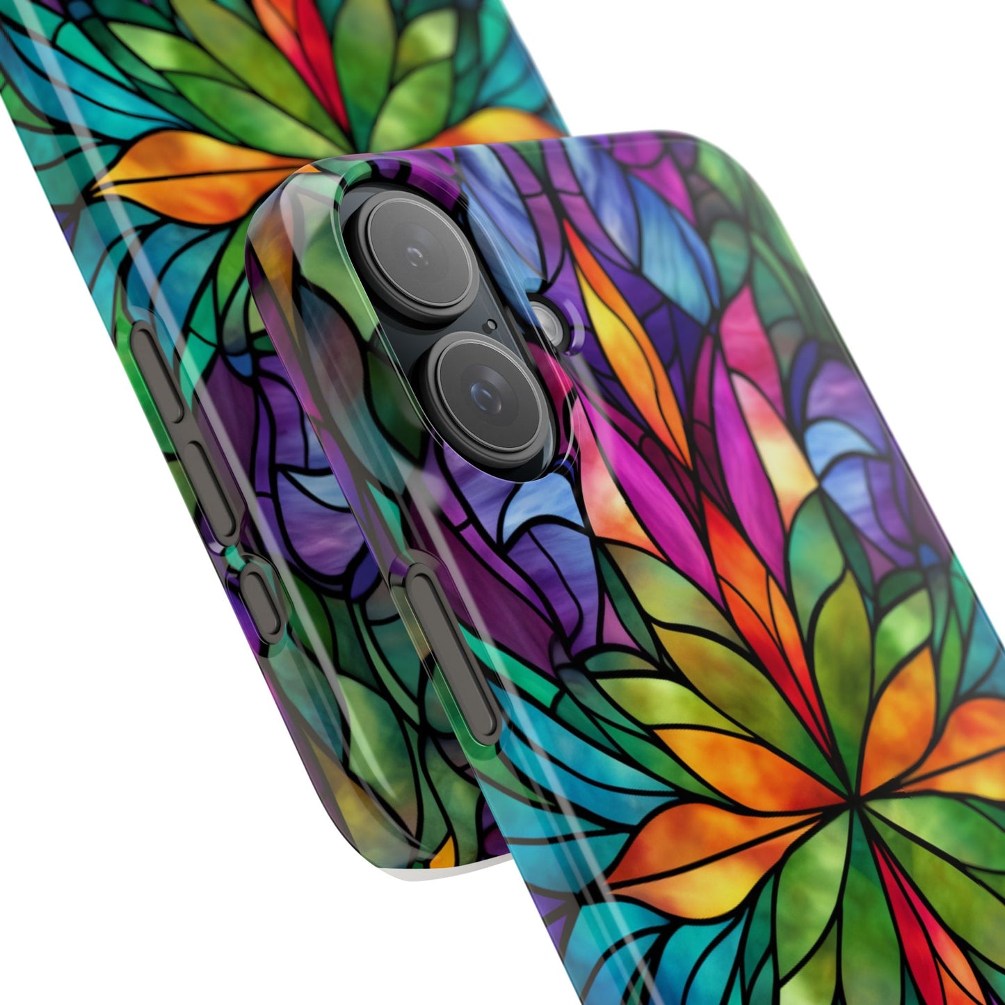 Vibrant Floral Slim Phone Cases, Colorful Cell Phone Cover, Stained Glass Design, Unique Gift for Her, Artistic Accessories, Phone Case