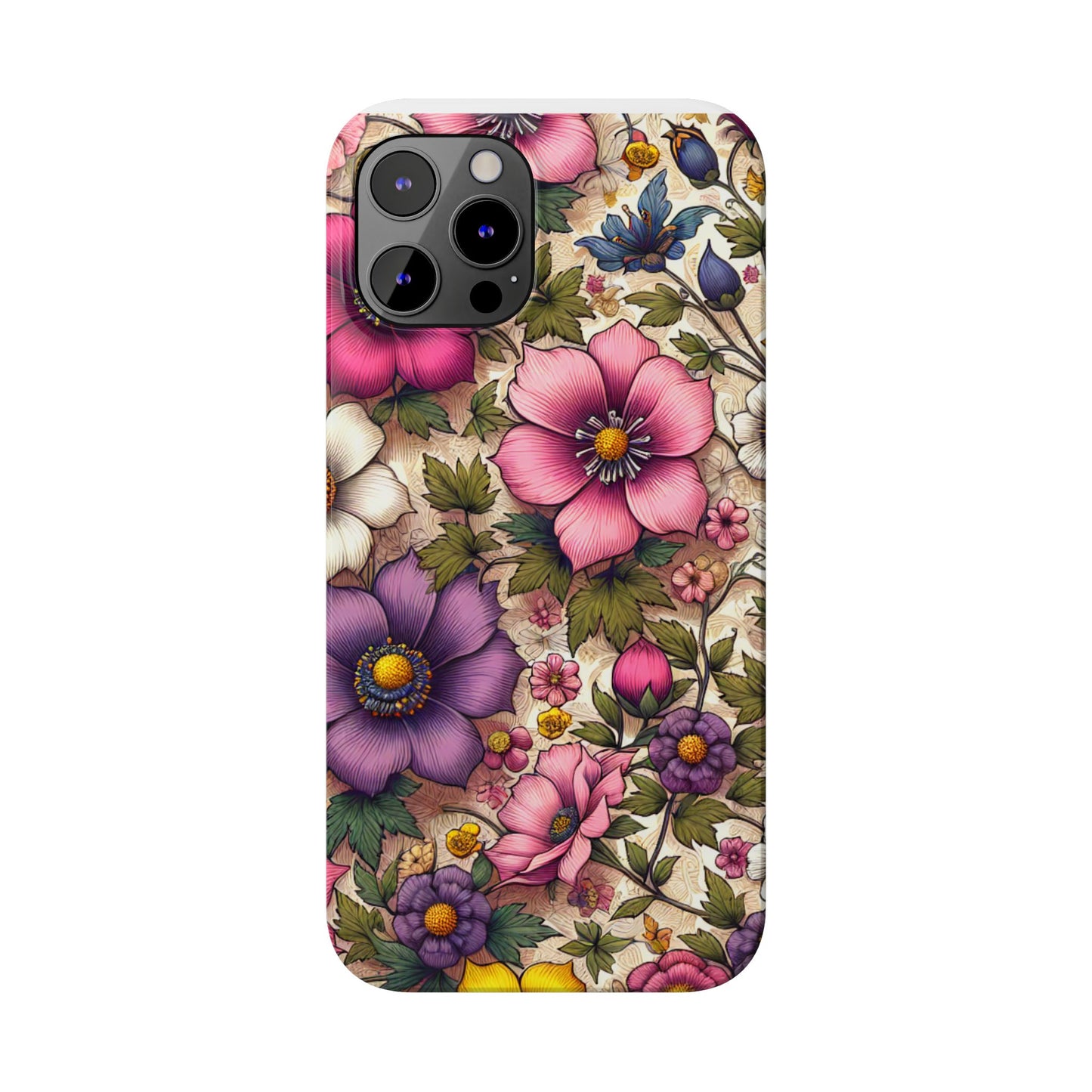 Floral Slim Phone Case - Vibrant Flower Design, Unique Floral iPhone Cover, Flower Phone Case, Gift for Her, Stylish Accessories