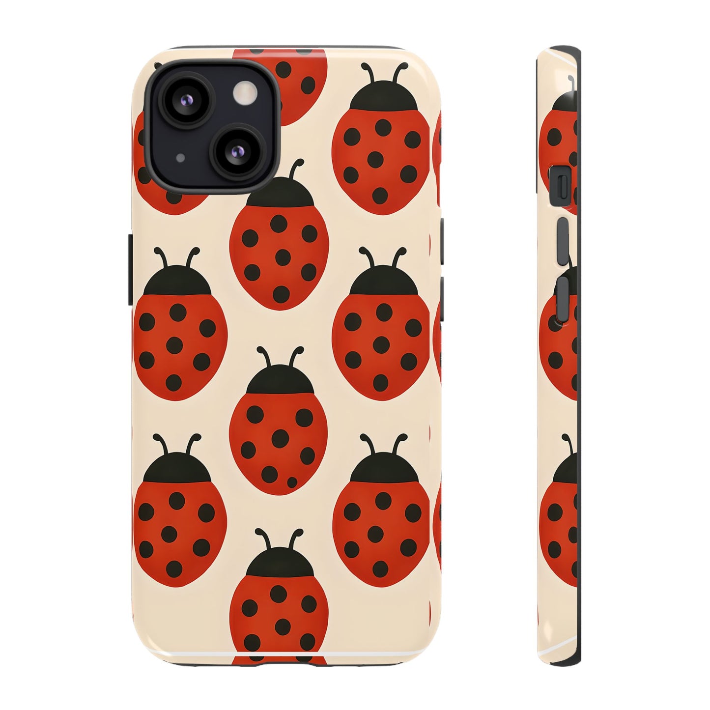 Cute Ladybug Tough Phone Case - Red and Black Insect Pattern, Nature-Inspired Design, Compatible with iPhone, Galaxy, and Google Phones