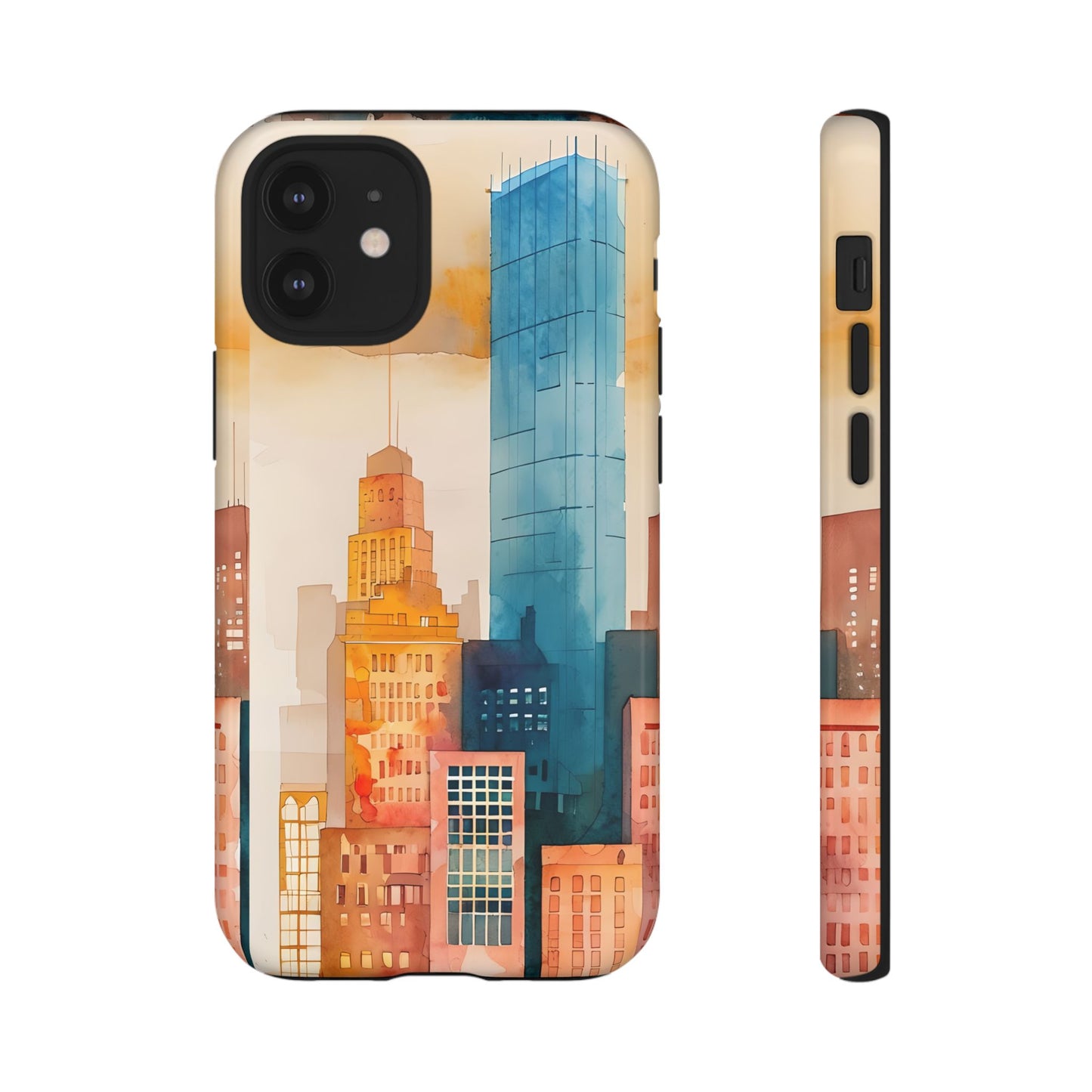 Boston Cityscape Tough Phone Case - Tropical Skyline Aesthetic, Sunset Beach Urban Art, Compatible with iPhone, Galaxy, and Google Phones