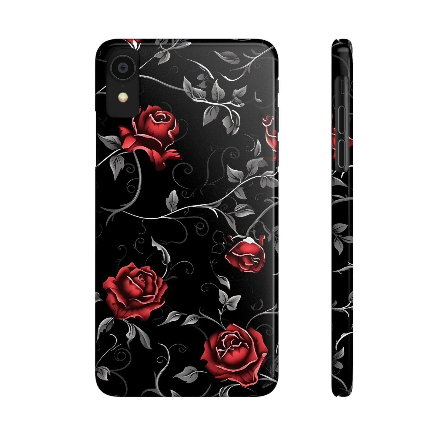 Elegant Floral Slim Phone Cases, Gothic Style Case, Rose Design Cover, Unique Gift for Her, Phone Accessories, Modern Chic