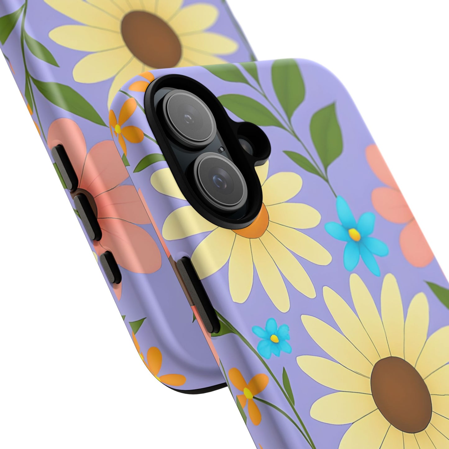 Minimal Daisy Flower Tough Phone Case - Retro Coquette Floral Print, Cute Soft Aesthetic, Compatible with iPhone, Galaxy, and Google Phones