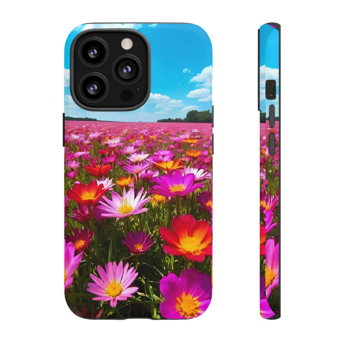 Flower Field Tough Phone Case - Wildflower Meadow Print, Colorful Nature Aesthetic, Compatible with iPhone, Galaxy, and Google Phones