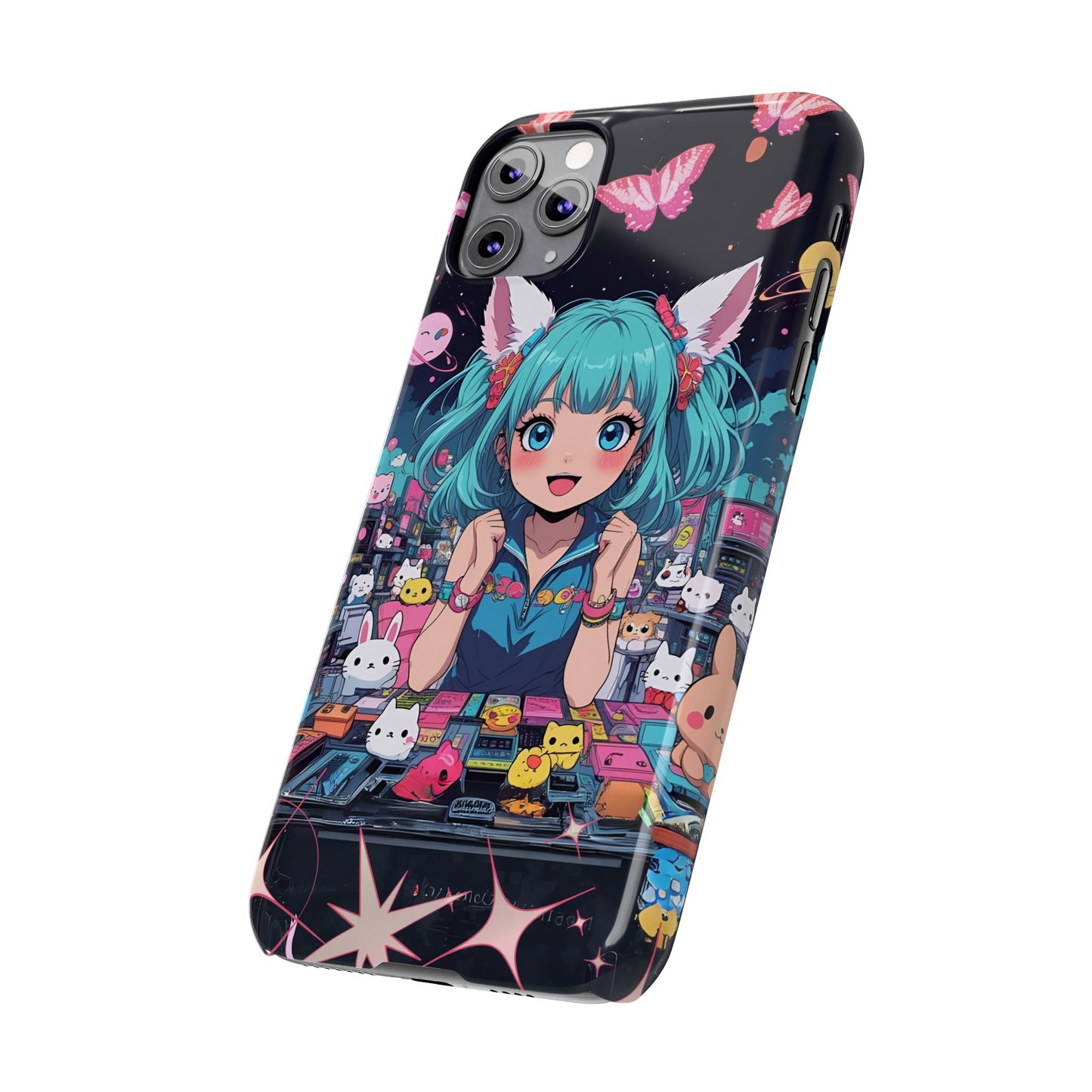 Y2K Anime Girl Slim Phone Case, Kawaii Vaporwave Style, Cute Maximalist Aesthetic, Anime Design, Slim Protection, Aesthetic Accessory