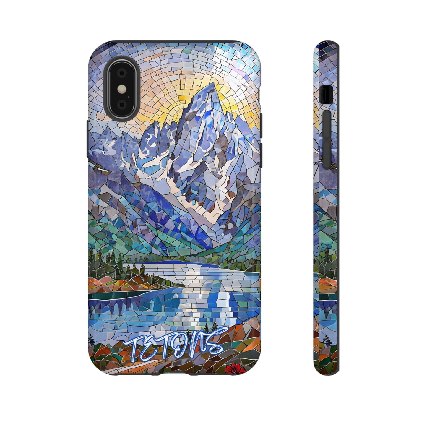 Grand Teton National Park Wyoming Phone Case, Mosaic Phone Case, Mountain Nature Art, National Park Gift, Scenic Forest Phone Cover