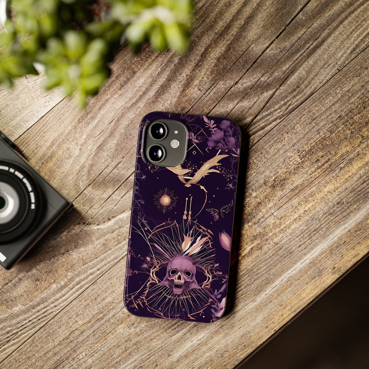 Gothic Floral Slim Phone Cases, Ghostly Style Mobile Cover, Dark Aesthetic Gift, Unique Protective Case, Perfect for Halloween