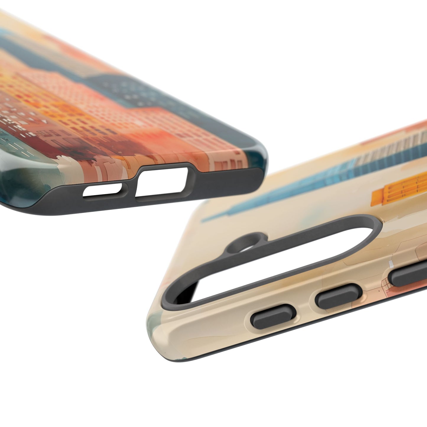 San Francisco Cityscape Tough Phone Case - Tropical Skyline Aesthetic, Sunset Beach Urban Art, Compatible with iPhone, Galaxy, and Google