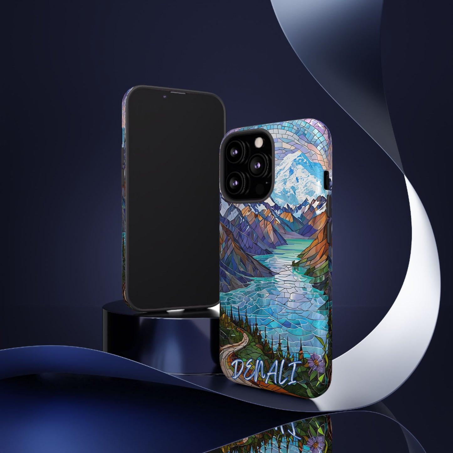 Denali National Park Alaska Phone Case, Mosaic Phone Case, Mountain Nature Art, National Park Gift,Stained Glass Scenic Forest Phone Cover,
