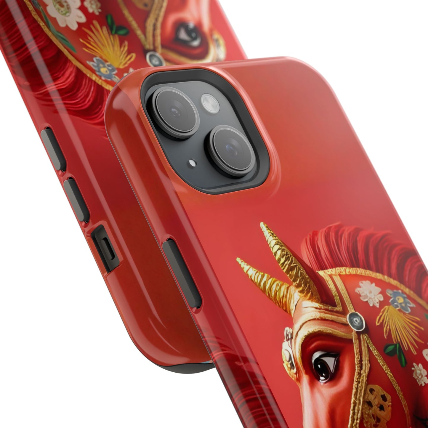Year of the Horse Floral Art Magnetic Phone Case, Chinese Zodiac 2026 Design, compatible with iPhone 17 16 15 14 13
