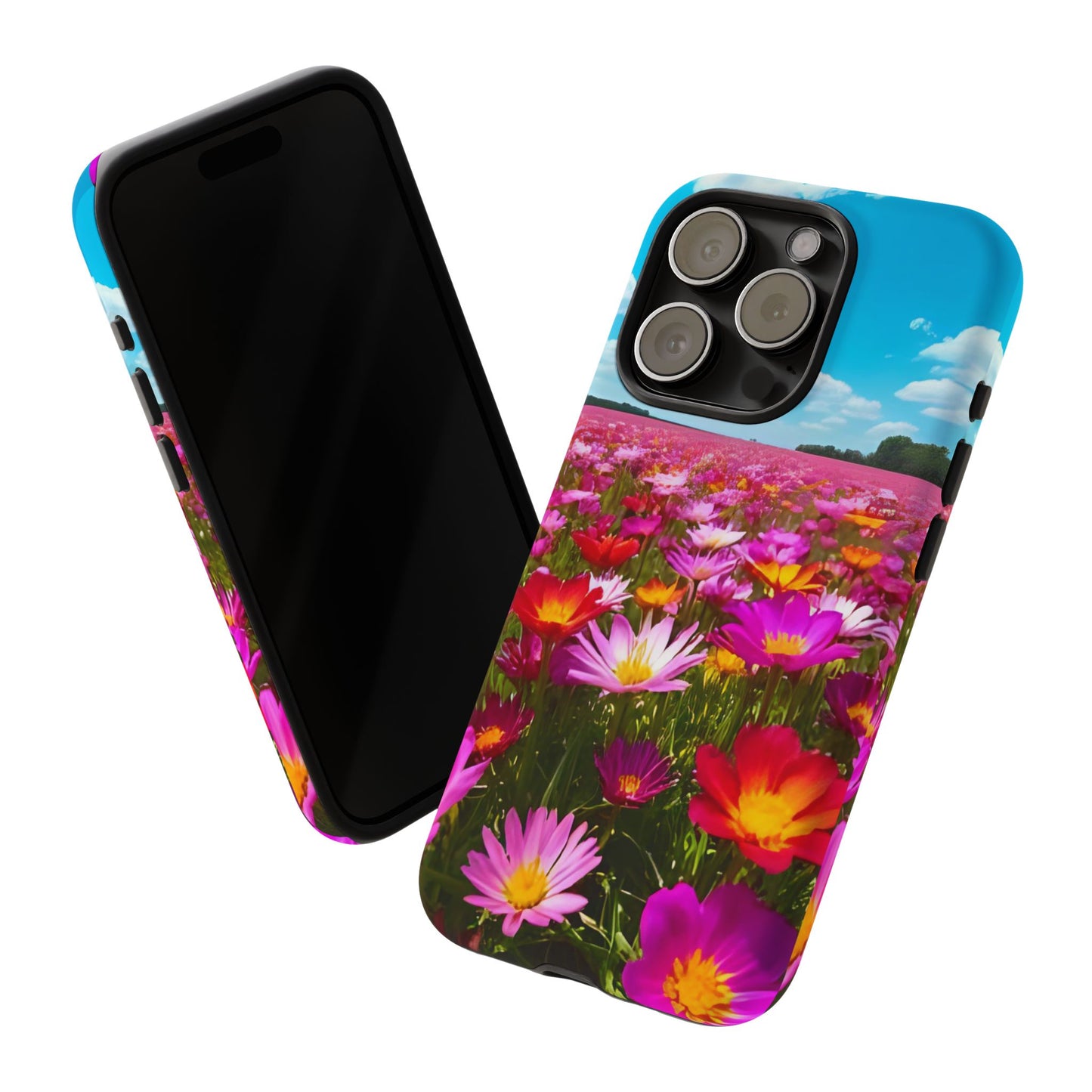 Flower Field Tough Phone Case - Wildflower Meadow Print, Colorful Nature Aesthetic, Compatible with iPhone, Galaxy, and Google Phones