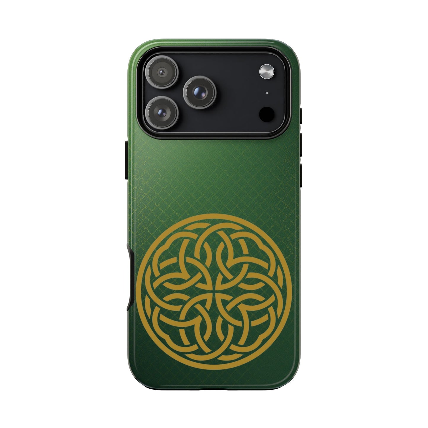 Celtic Shield Knot Tough Phone Case, Green Irish Medallion Design, Gold Celtic Knot iPhone Case, Irish Heritage Gift, Celtic Art Symbol