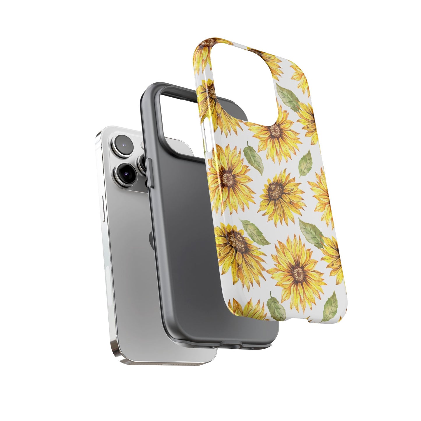 Sunflower Floral Tough Phone Case - Watercolor Botanical Print, Bright Nature Aesthetic, Compatible with iPhone, Galaxy, and Google Phones