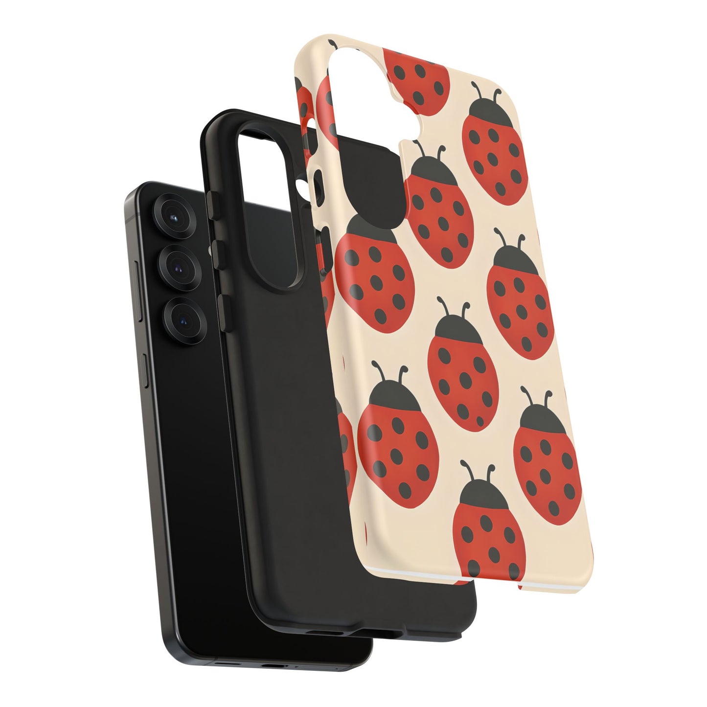 Cute Ladybug Tough Phone Case - Red and Black Insect Pattern, Nature-Inspired Design, Compatible with iPhone, Galaxy, and Google Phones
