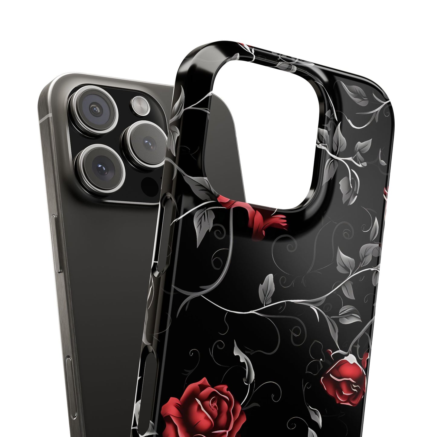 Elegant Floral Slim Phone Cases, Gothic Style Case, Rose Design Cover, Unique Gift for Her, Phone Accessories, Modern Chic