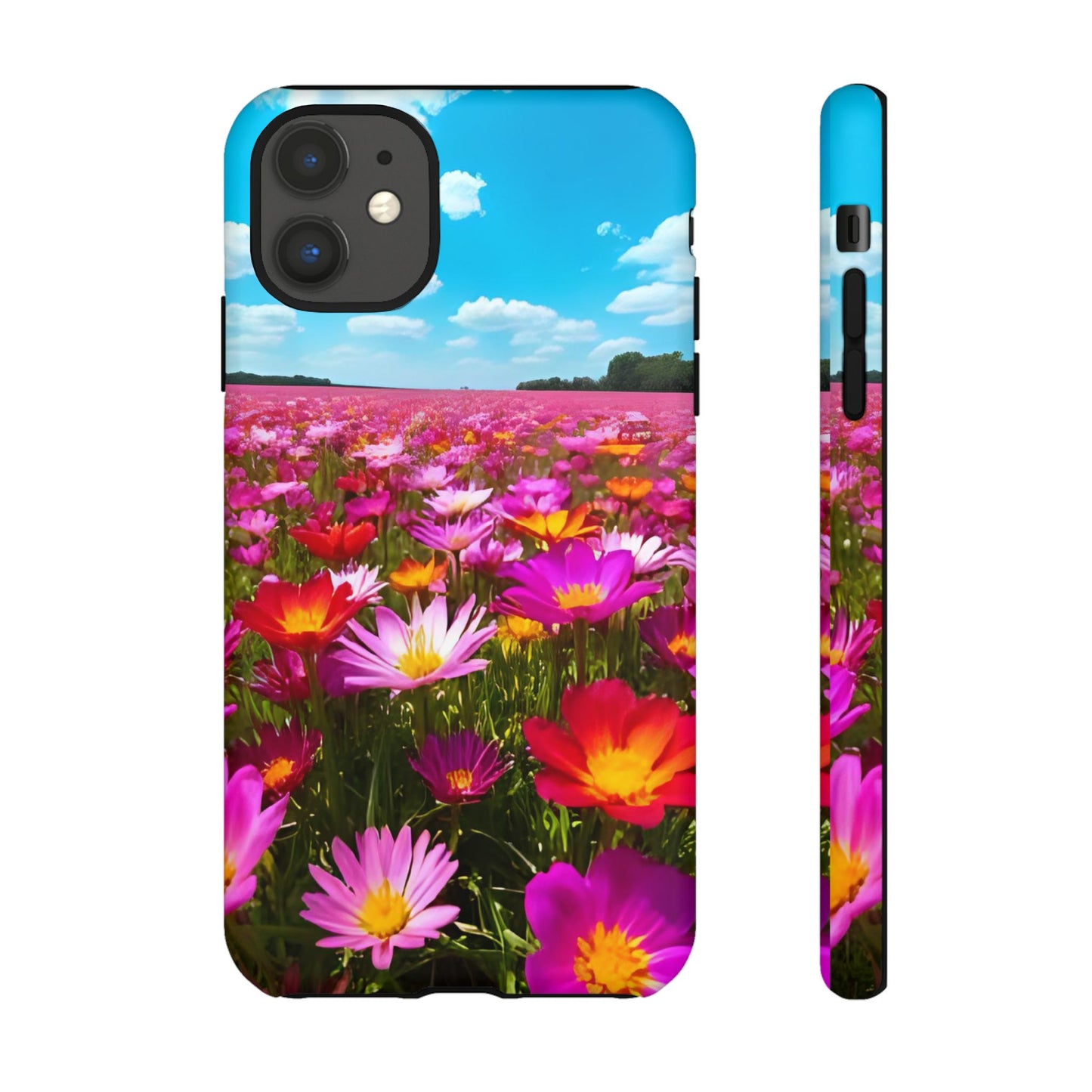 Flower Field Tough Phone Case - Wildflower Meadow Print, Colorful Nature Aesthetic, Compatible with iPhone, Galaxy, and Google Phones