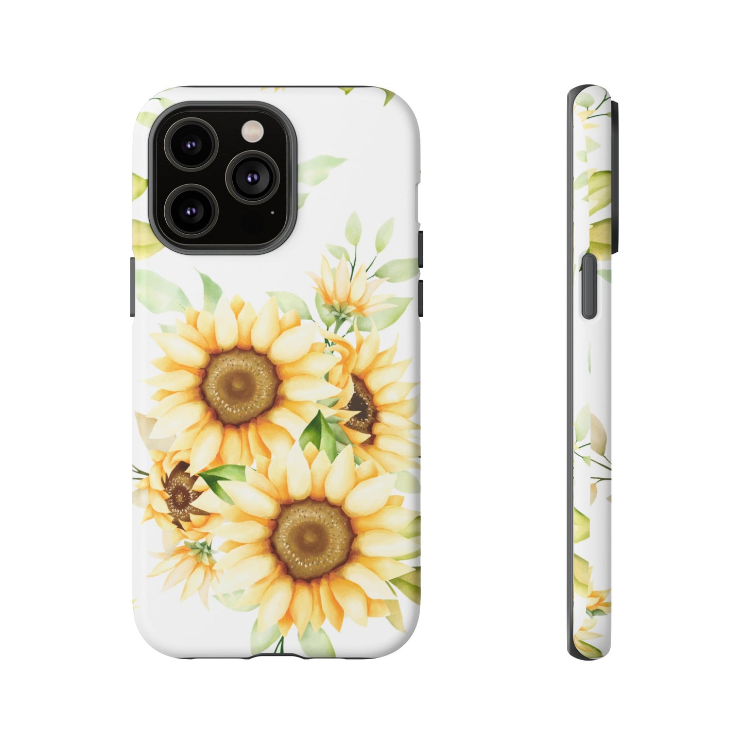 Sunflower Floral Tough Phone Case - Watercolor Botanical Art, Bright Nature Aesthetic, Compatible with iPhone, Galaxy, and Google Phones