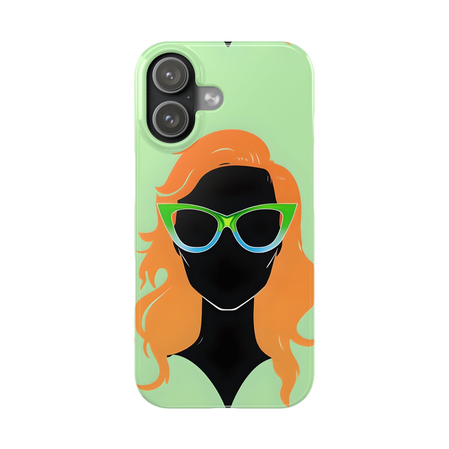 Ginger Woman Slim Phone Case, Irish Green Sunglasses Portrait, St Patricks Day Redhead Art Cover Compatible with iPhone
