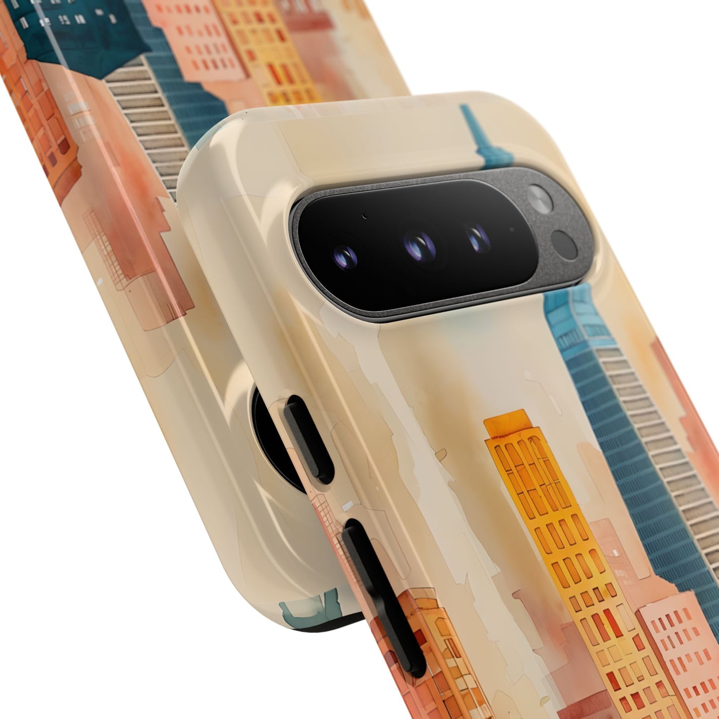 San Francisco Cityscape Tough Phone Case - Tropical Skyline Aesthetic, Sunset Beach Urban Art, Compatible with iPhone, Galaxy, and Google