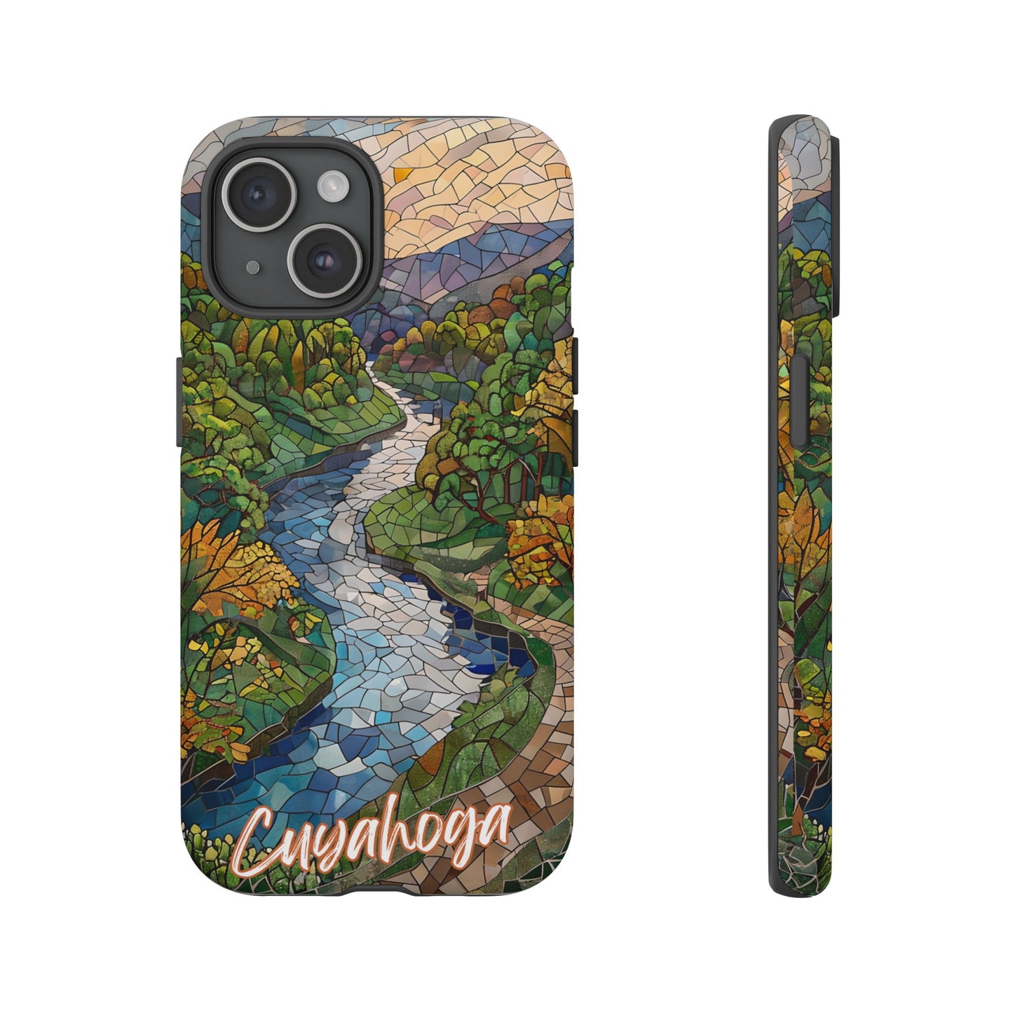 Cuyahoga Valley Mosaic Tough Phone Case - Midwest Forest Art, Scenic Nature Aesthetic, Compatible with iPhone, Galaxy, and Google Phones