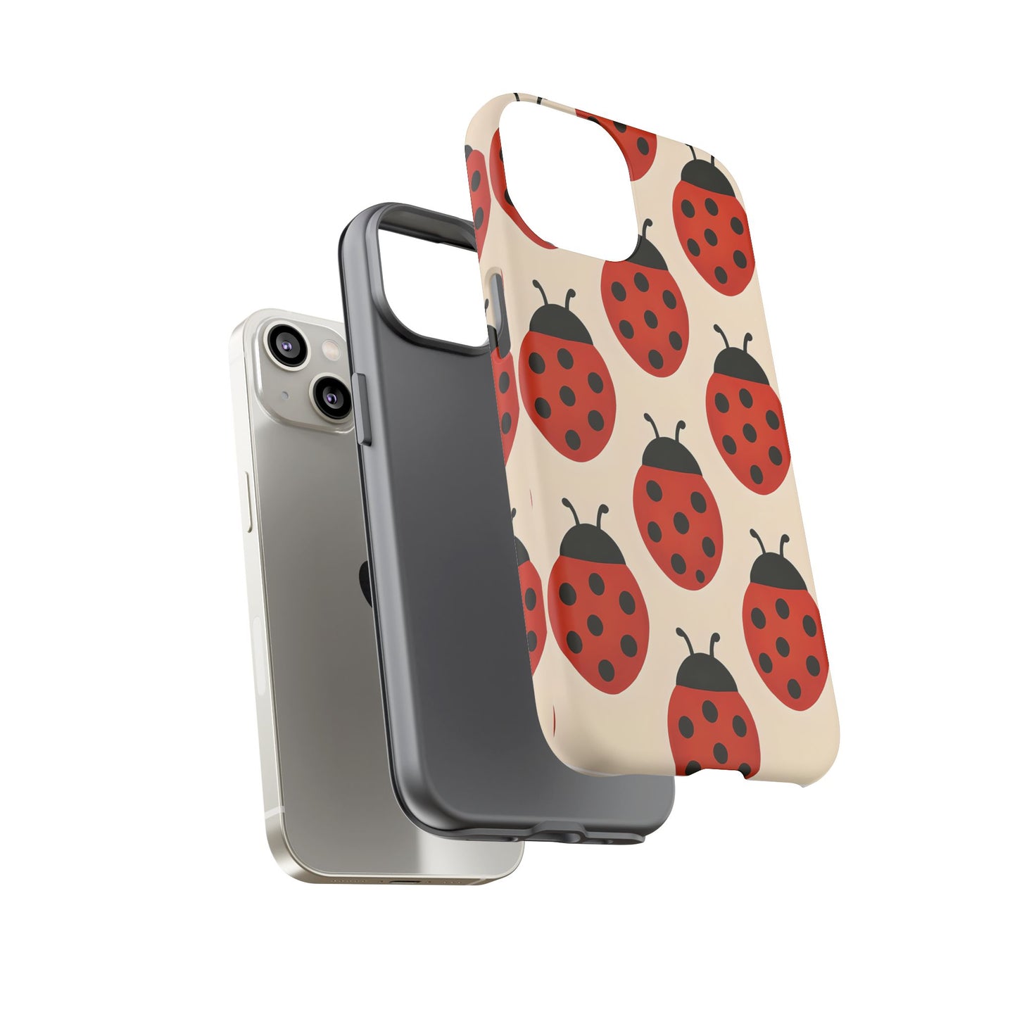 Cute Ladybug Tough Phone Case - Red and Black Insect Pattern, Nature-Inspired Design, Compatible with iPhone, Galaxy, and Google Phones