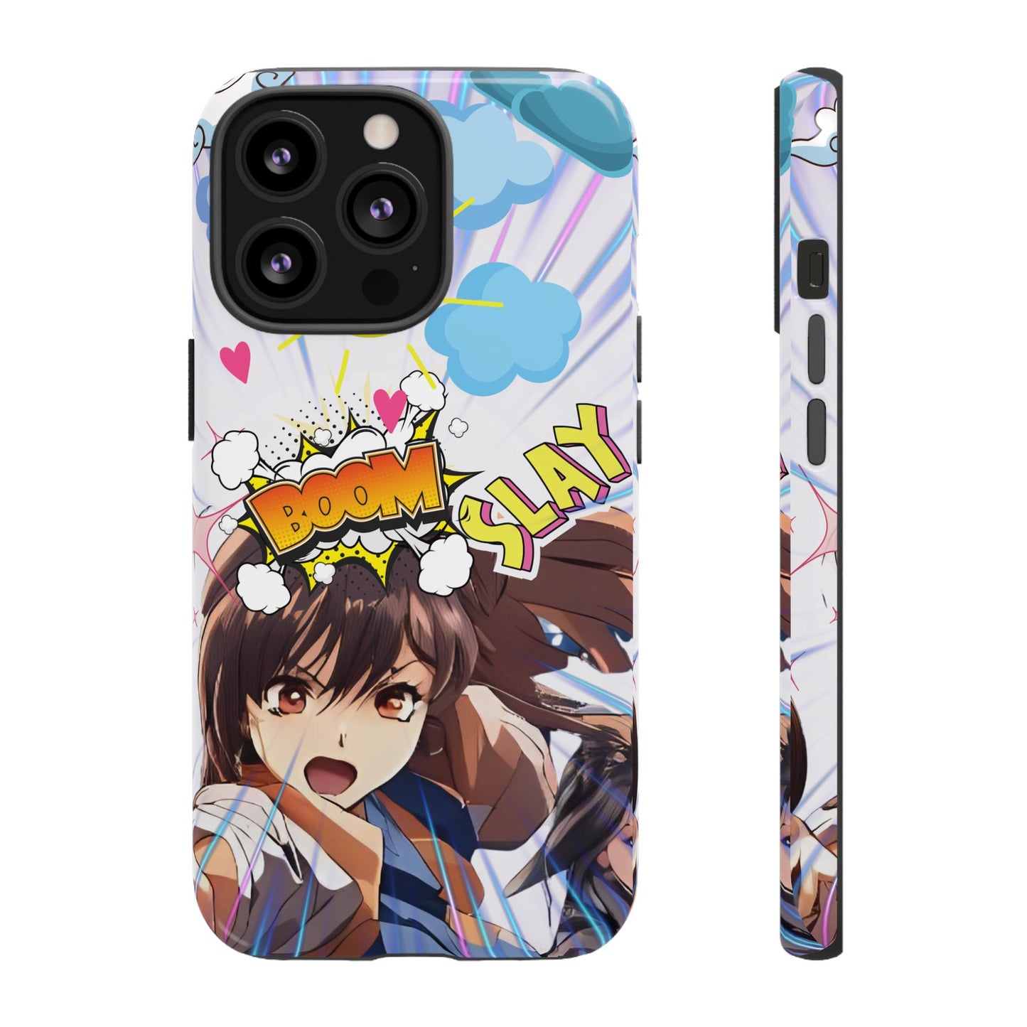 Anime Warrior Girl Tough Phone Case, Japanese Action Anime Aesthetic, Bold Heroine Design, Compatible with iPhone, Galaxy, and Google Phones