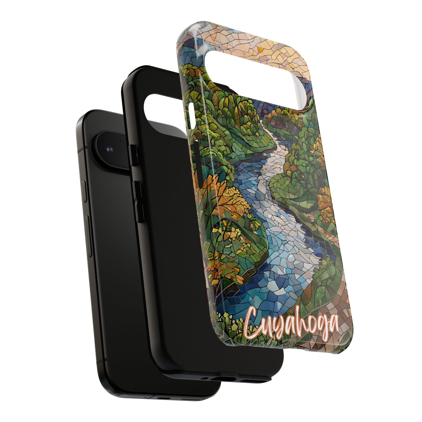 Cuyahoga Valley Mosaic Tough Phone Case - Midwest Forest Art, Scenic Nature Aesthetic, Compatible with iPhone, Galaxy, and Google Phones
