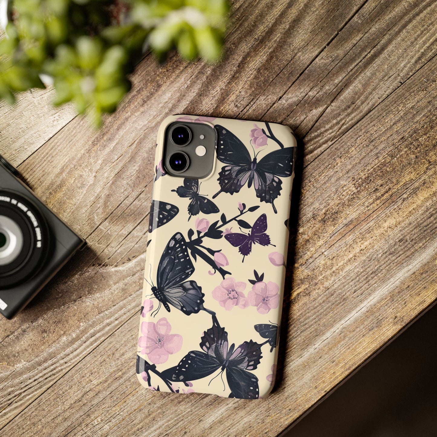 Butterfly Floral Slim Phone Cases, Elegant Butterfly Design, Nature Lover Gift, Phone Accessory, Stylish Cases for Women