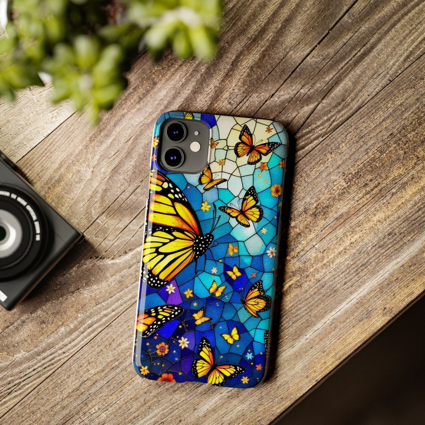 Butterfly Garden Slim Phone Case - Colorful Floral Design, Gift for Nature Lovers, Birthday Surprise, Eco-Friendly, Summer Vibes
