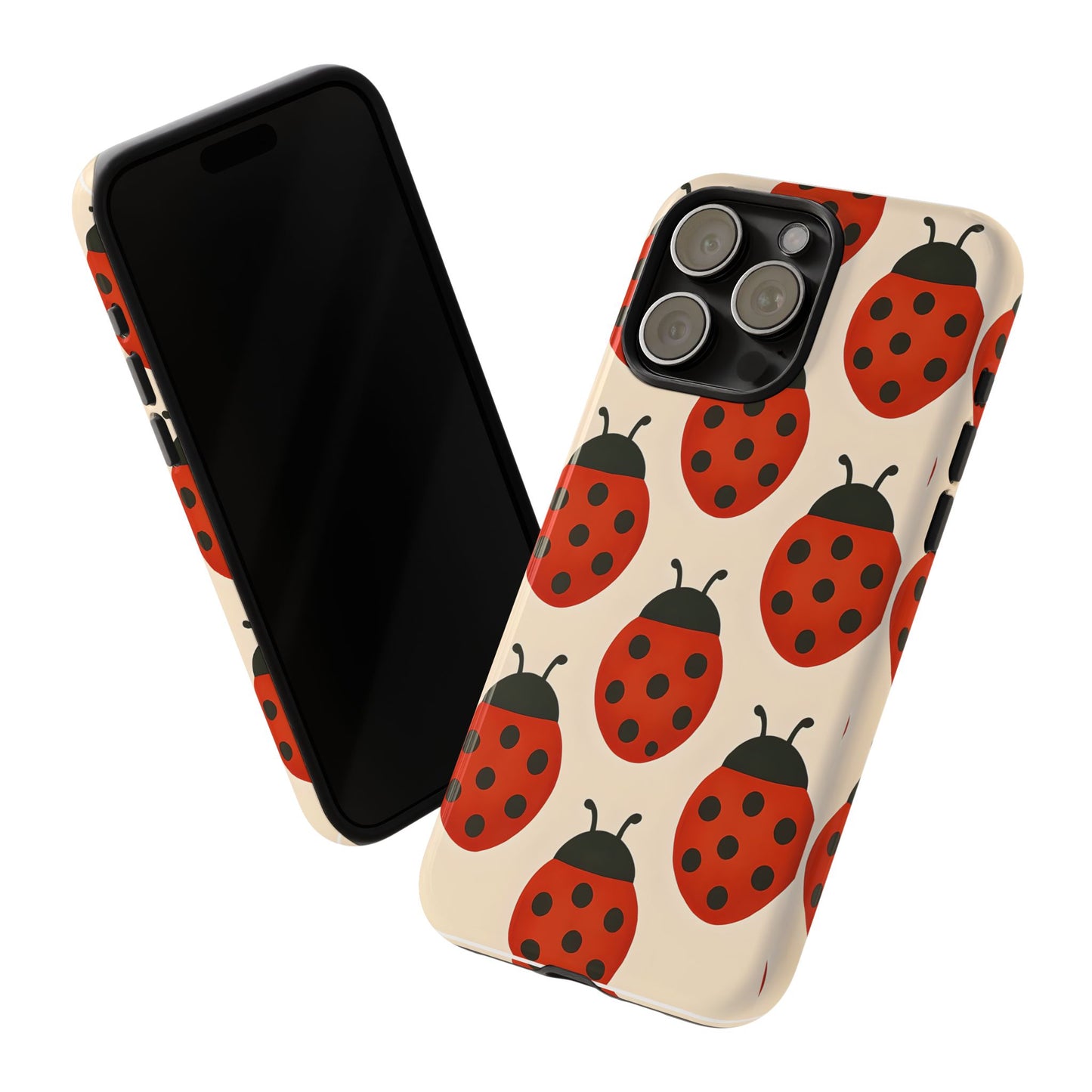 Cute Ladybug Tough Phone Case - Red and Black Insect Pattern, Nature-Inspired Design, Compatible with iPhone, Galaxy, and Google Phones