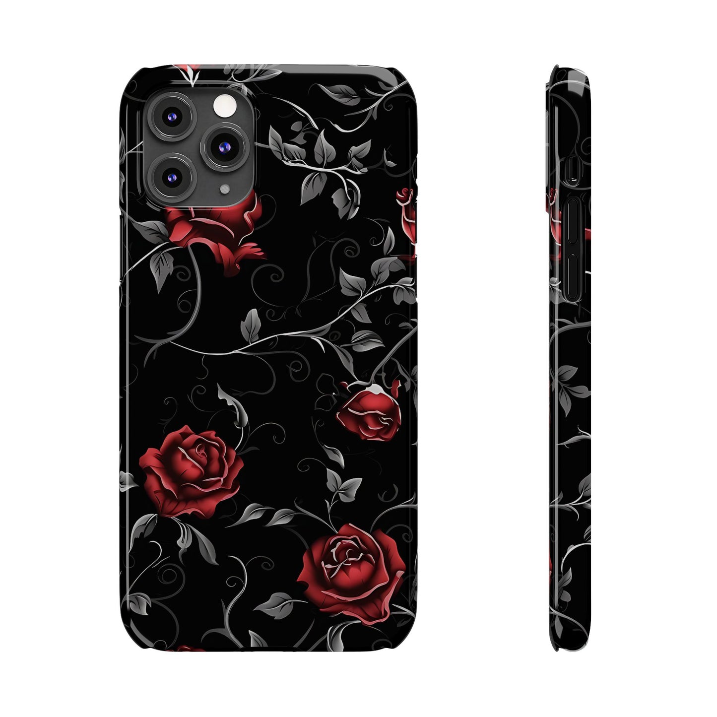 Elegant Floral Slim Phone Cases, Gothic Style Case, Rose Design Cover, Unique Gift for Her, Phone Accessories, Modern Chic