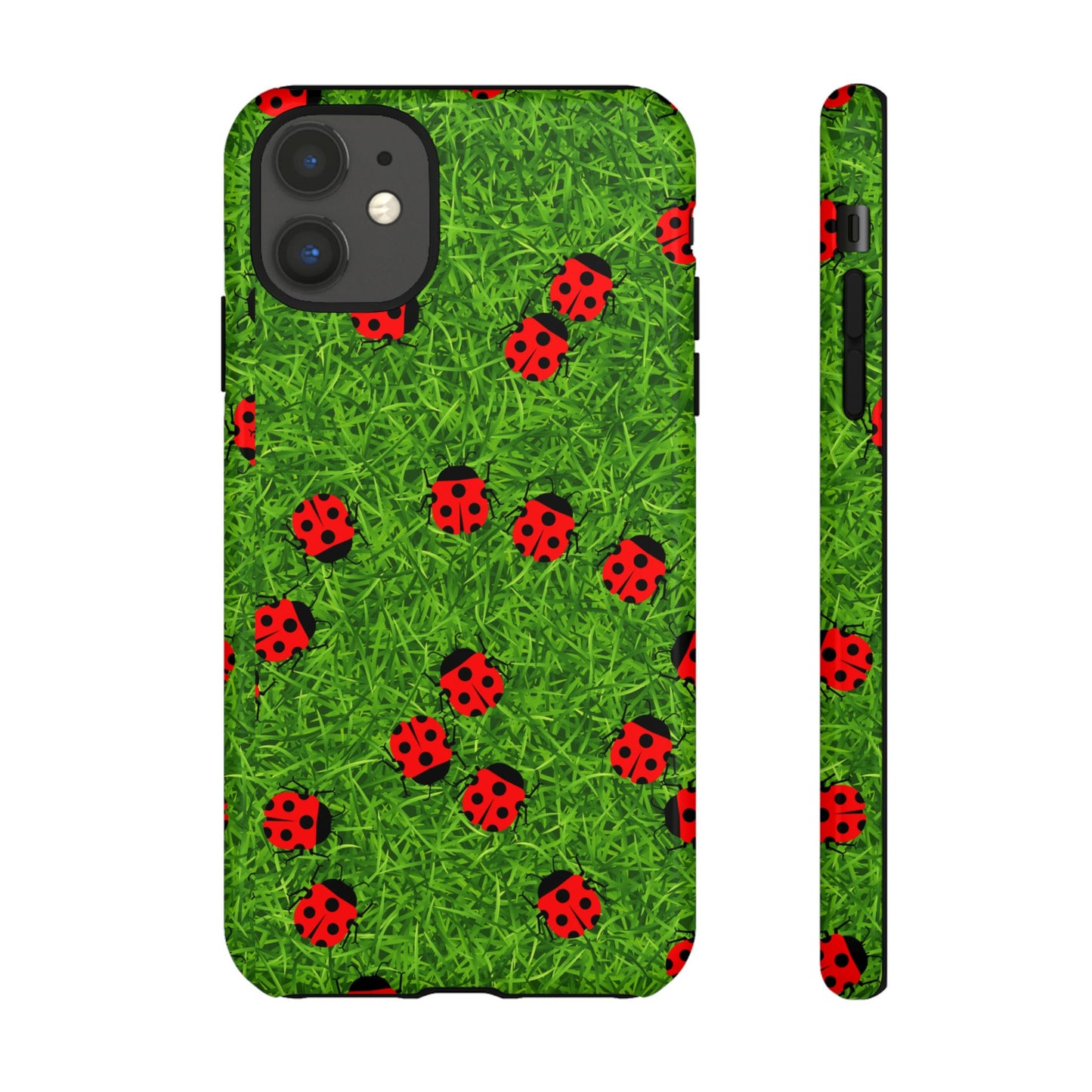 Ladybug Tough Phone Case - Cute Insect Aesthetic, Nature Pattern Art Design, Compatible with iPhone, Galaxy, and Google Phones
