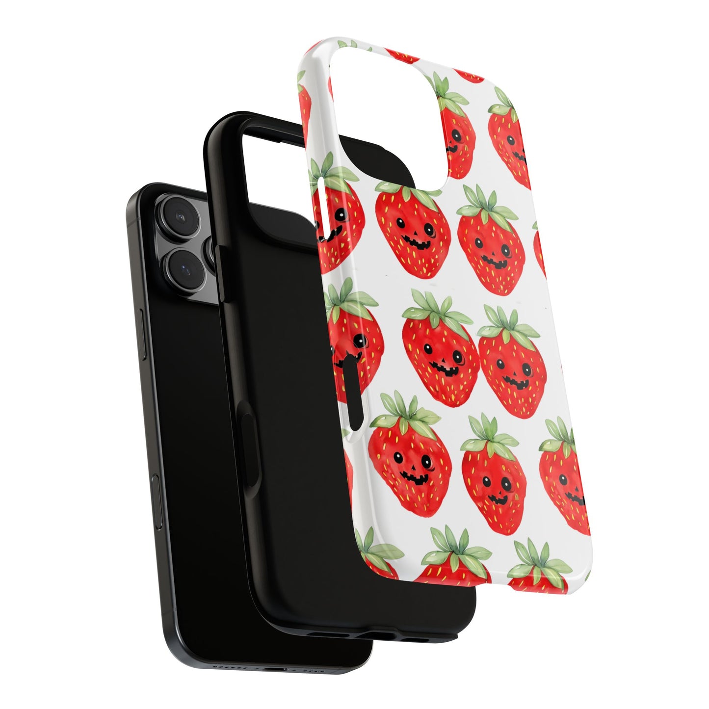 Summerween Strawberry Phone Case, Coquette Ghost Phone Case, Funny Cute Creepy Fruit Case, Halloween Aesthetic with Kawaii Beach Vibes Gift