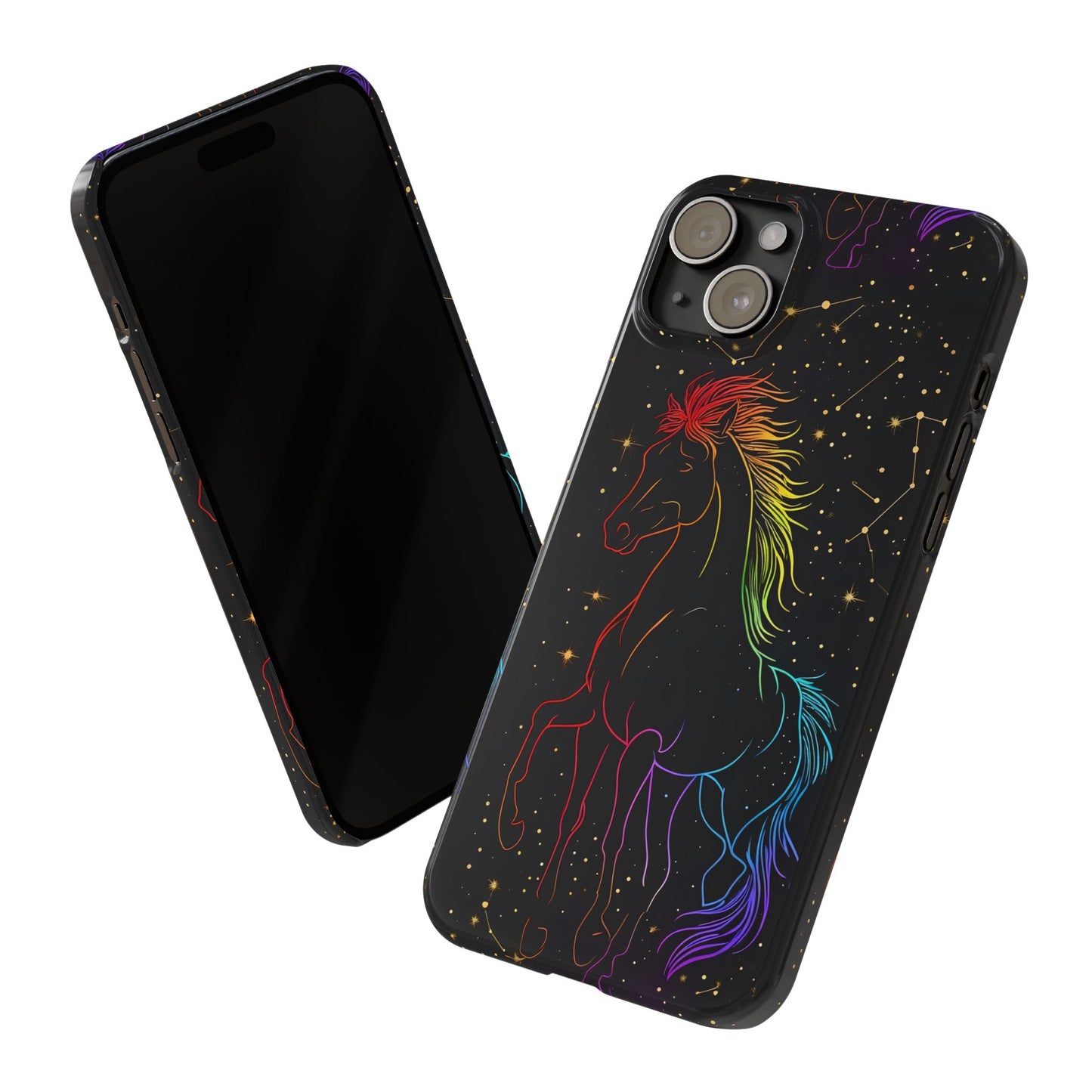 Year of the Horse Neon Art Slim Phone Case, Chinese Zodiac 2026 Design, compatible with iPhone 17 16 15 14 13 12 11