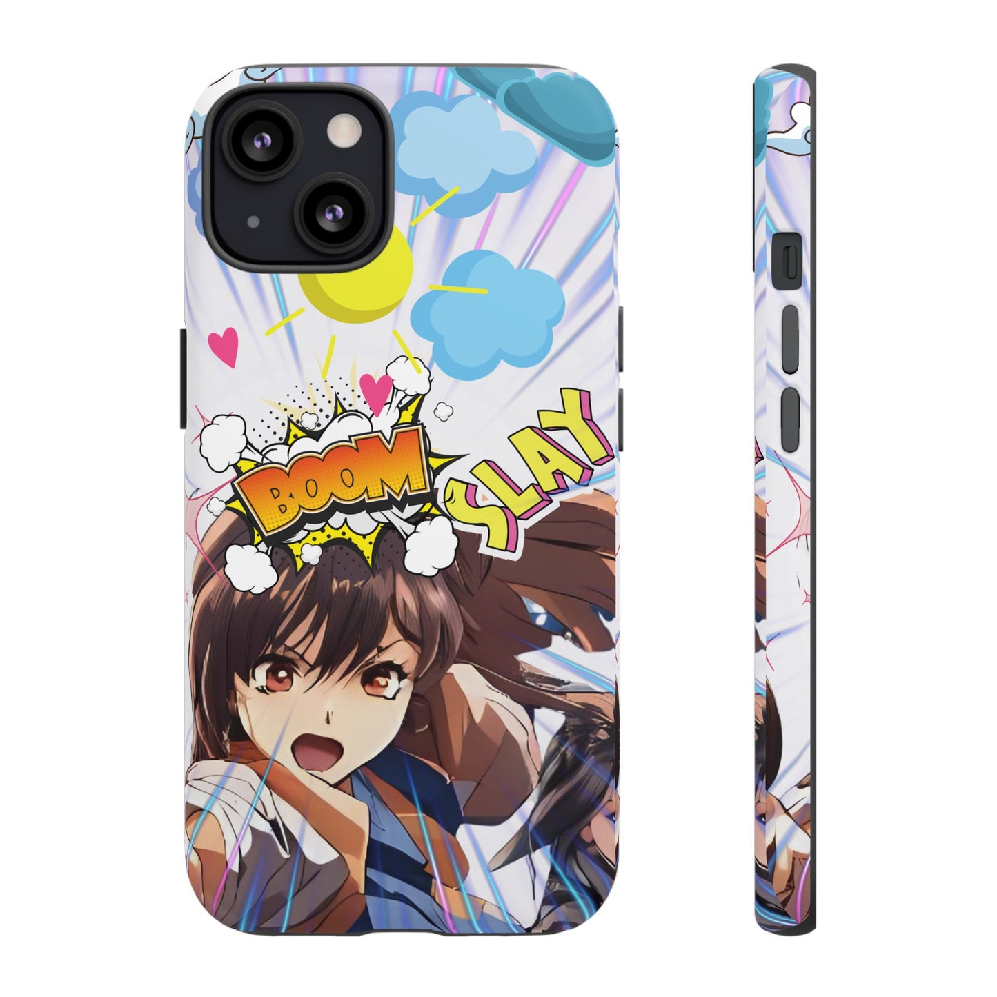 Anime Warrior Girl Tough Phone Case, Japanese Action Anime Aesthetic, Bold Heroine Design, Compatible with iPhone, Galaxy, and Google Phones