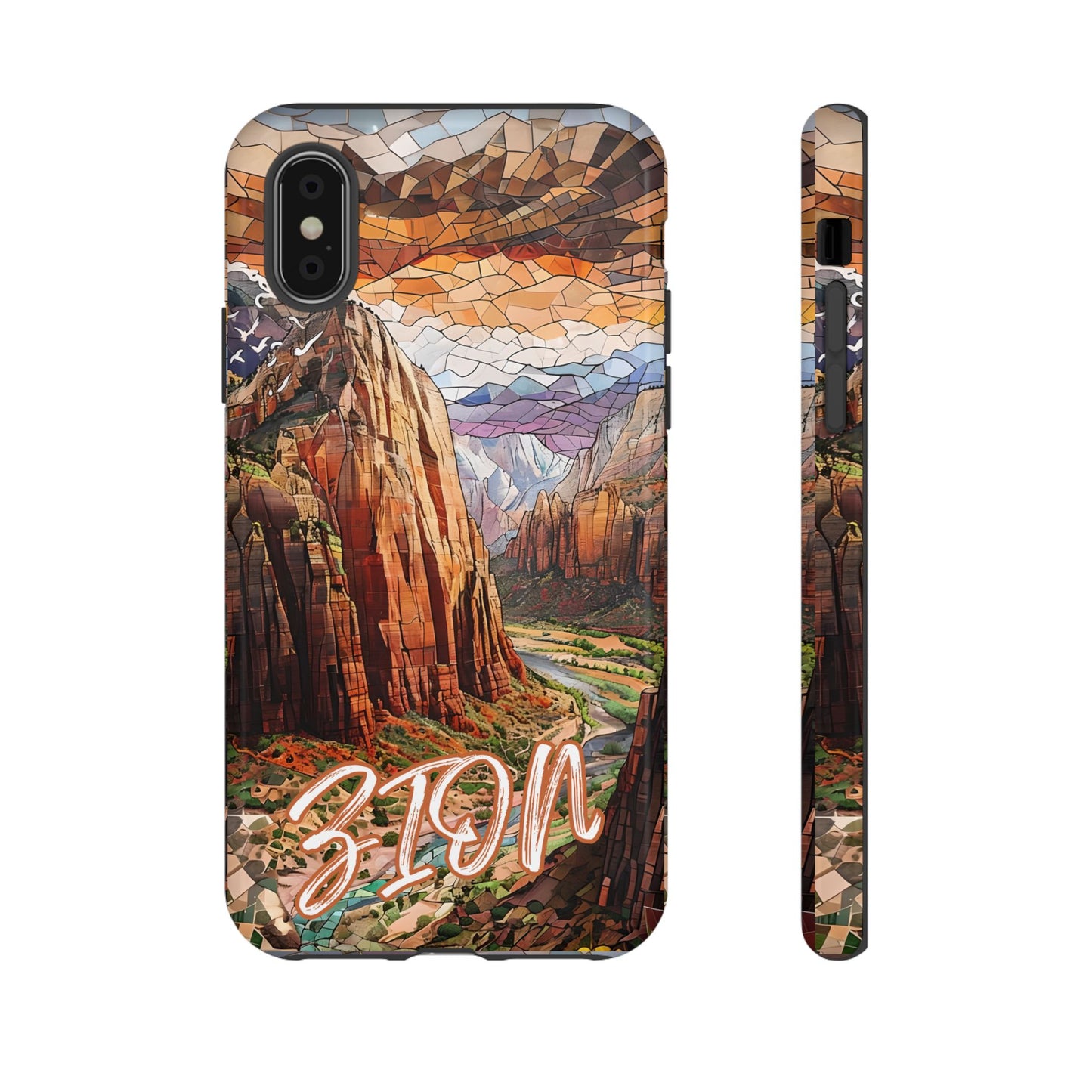 Zion National Park Utah Phone Case, Mosaic Phone Case, Mountain Nature Art, National Park Gift Scenic Canyons Cover Landscape Aesthetic Case