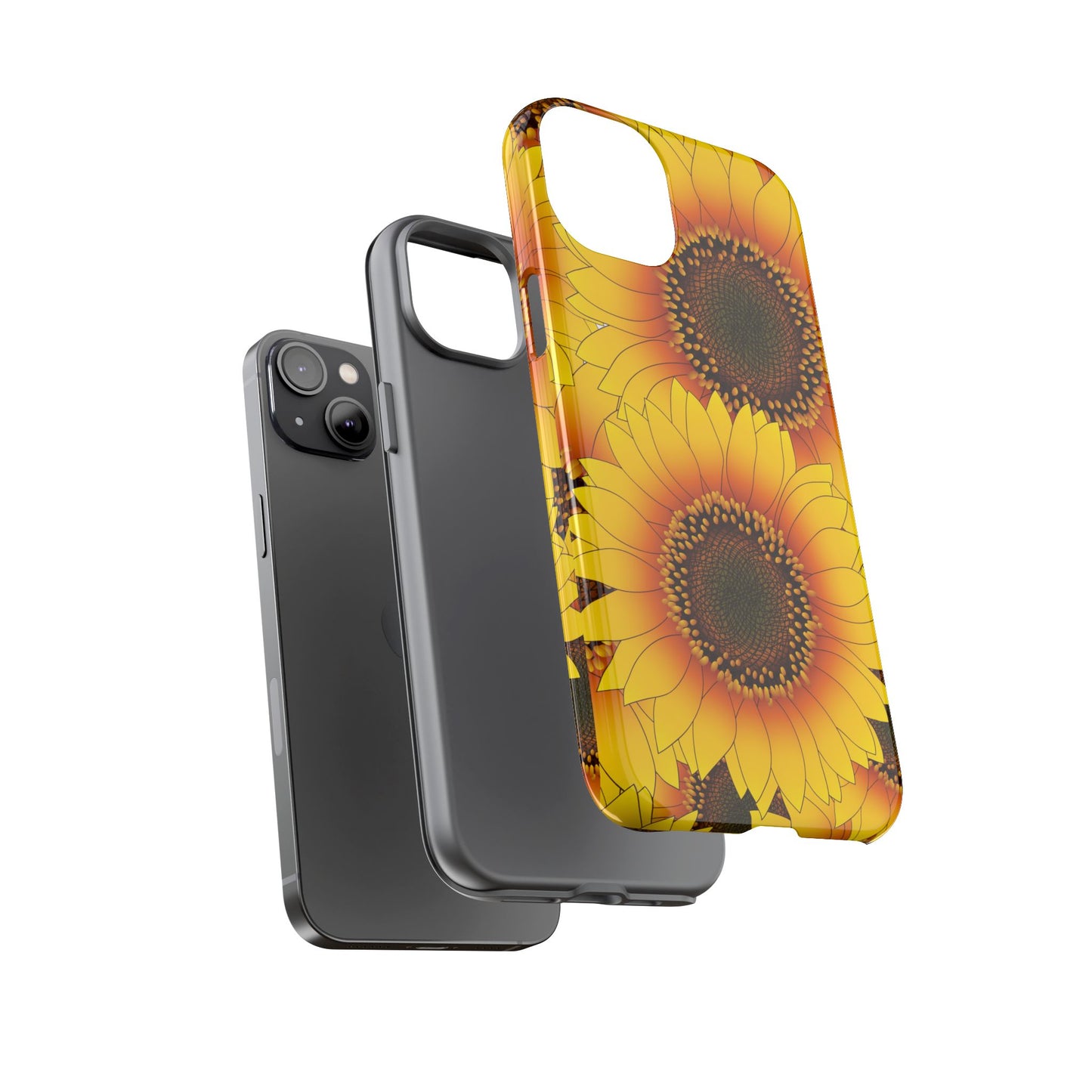 Sunflower Aesthetic Tough Phone Case - Bright Floral Art, Bold Yellow Sunflower Design, Compatible with iPhone, Galaxy, and Google Phones