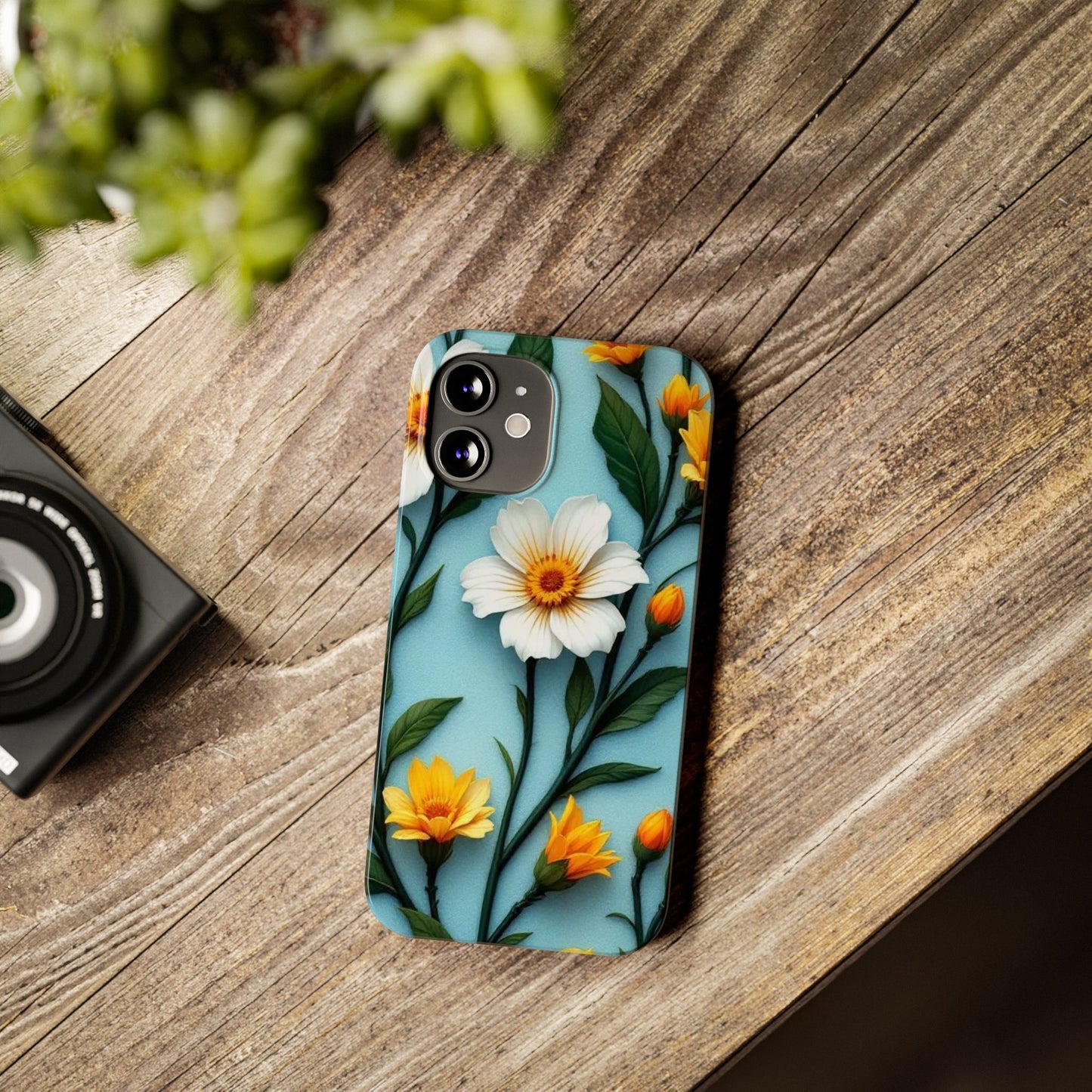 Floral Slim Phone Case, Smartphone Accessories, Gift for Her, Nature Lover Gift, Spring Decor, Cute Phone Cover