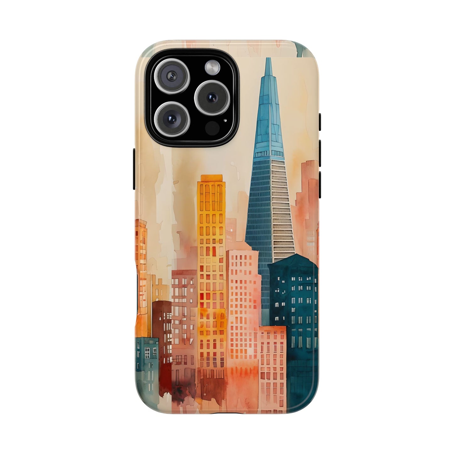 San Francisco Cityscape Tough Phone Case - Tropical Skyline Aesthetic, Sunset Beach Urban Art, Compatible with iPhone, Galaxy, and Google