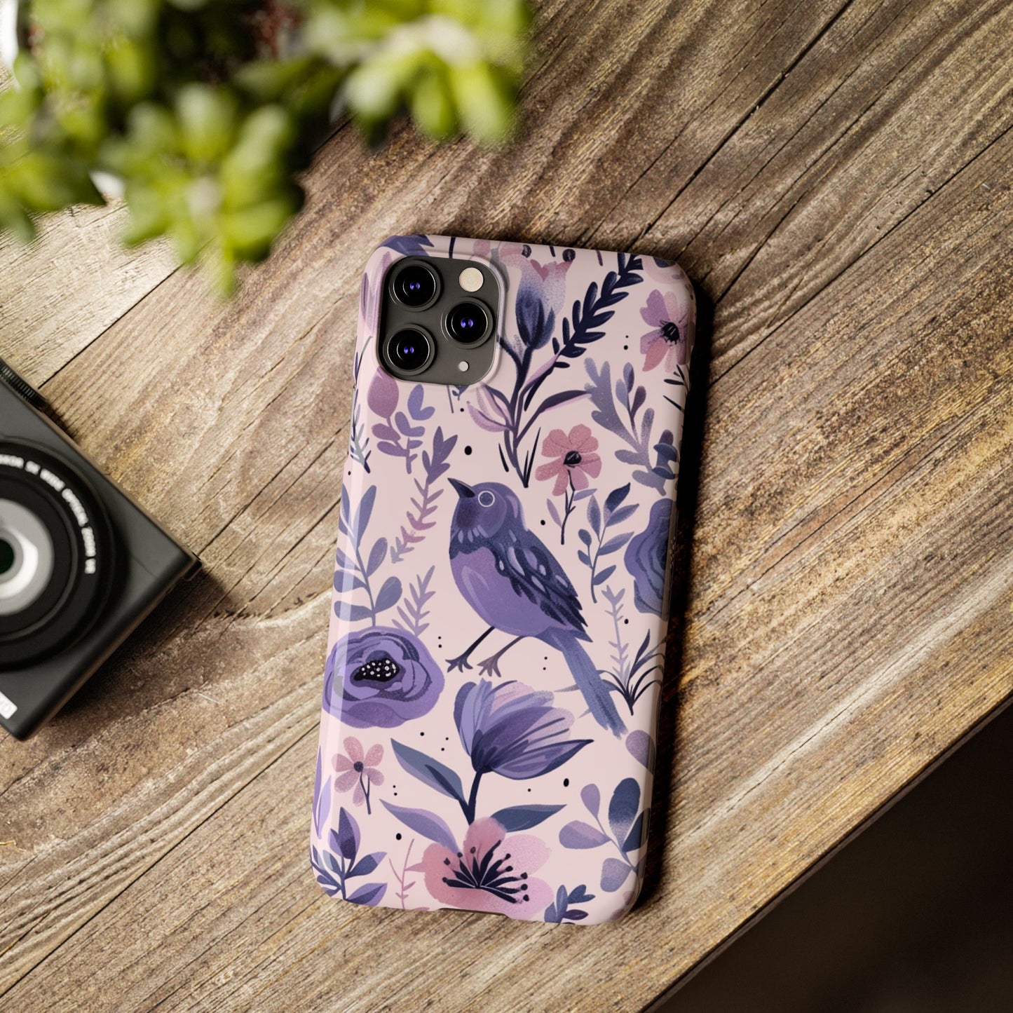 Floral Bird Slim Phone Case, Elegant Phone Cover, Cute Gift for Bird Lovers, Spring Vibes, Nature-Inspired
