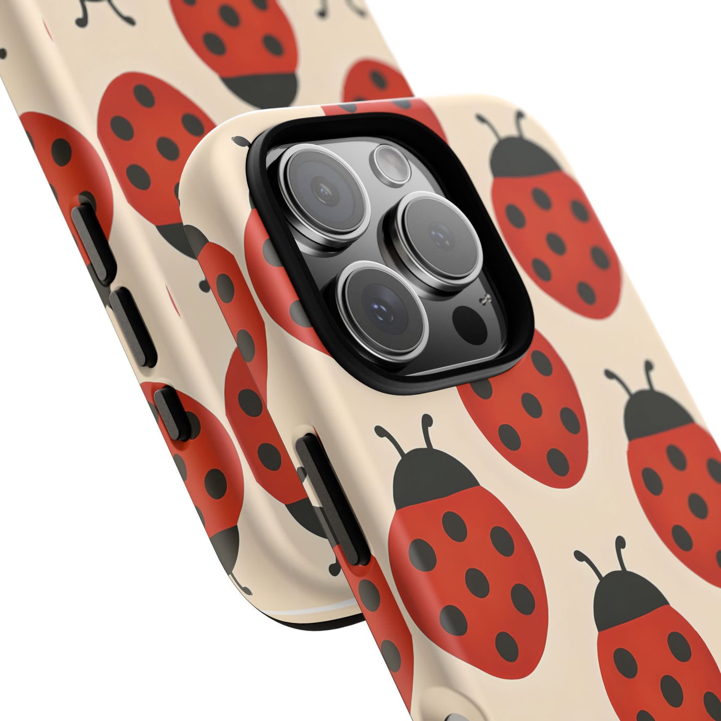 Cute Ladybug Tough Phone Case - Red and Black Insect Pattern, Nature-Inspired Design, Compatible with iPhone, Galaxy, and Google Phones