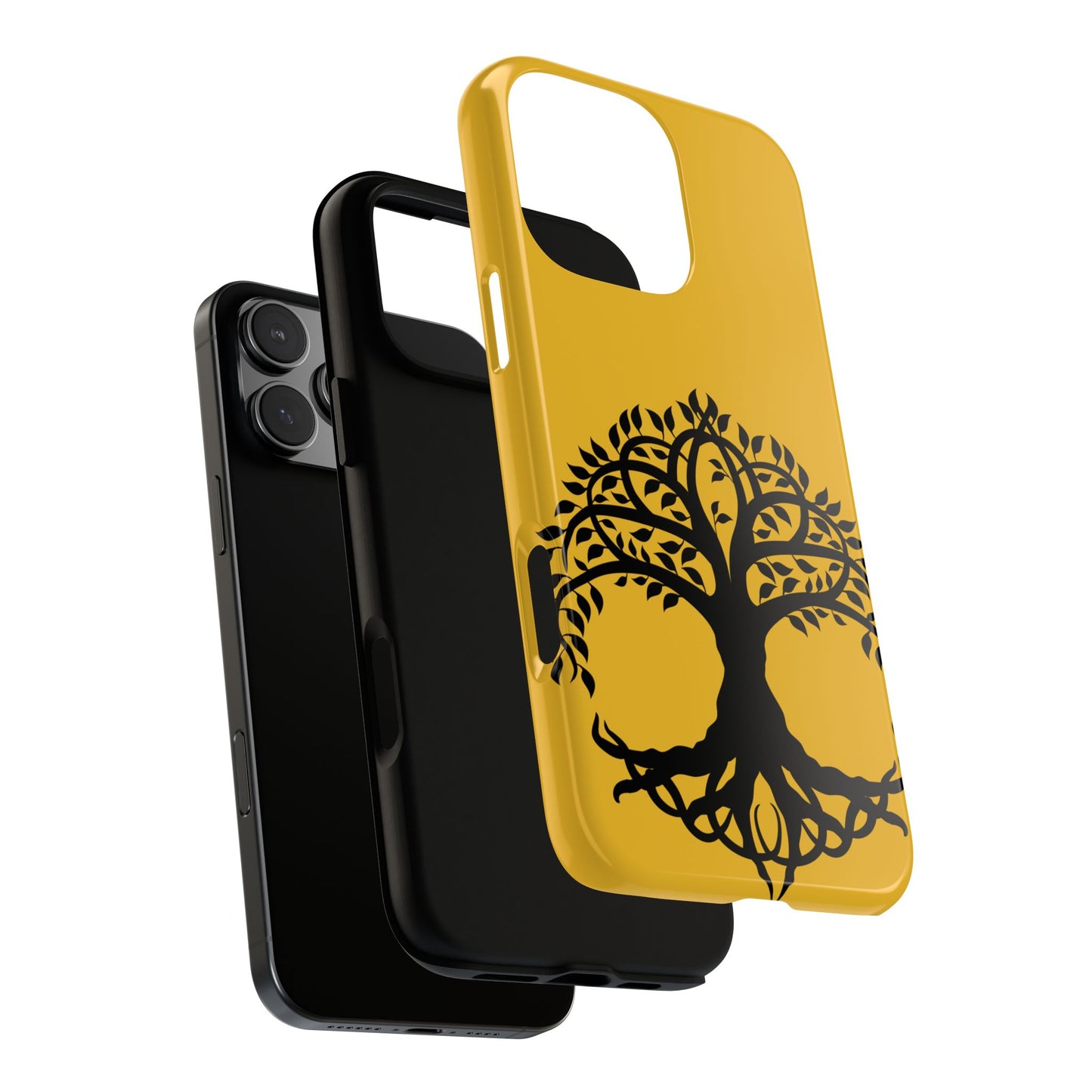 Tough Case Celtic Tree of Life Gold and Black Design, Compatible with iPhone 17, 16, 15, 14, 13, Galaxy, Google, Irish Heritage Art