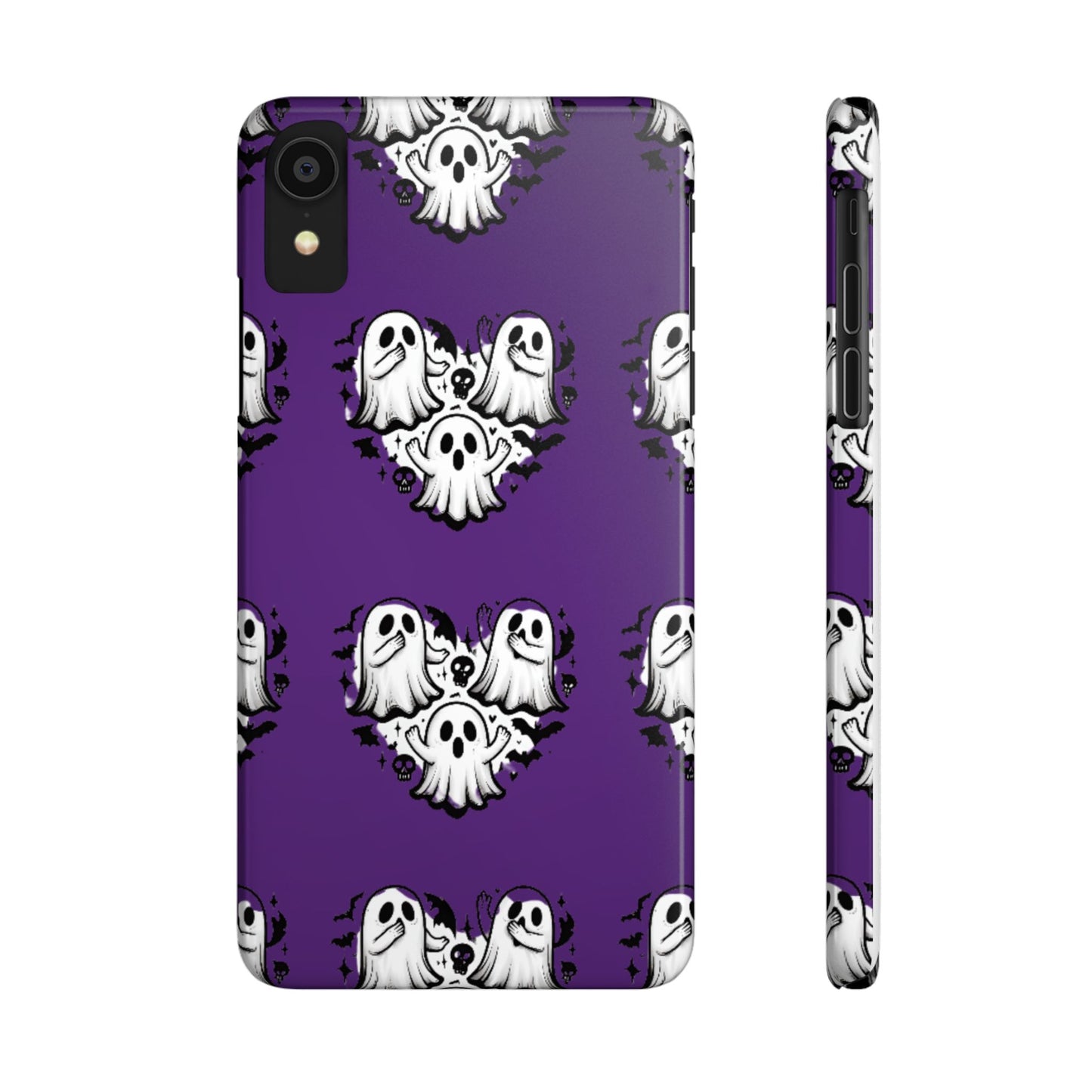 Cute Ghost Heart Slim Phone Case, Creepy Cute Spooky Heart Print, Goth Coquette Aesthetic Spooky Accessories, Halloween Gift Case