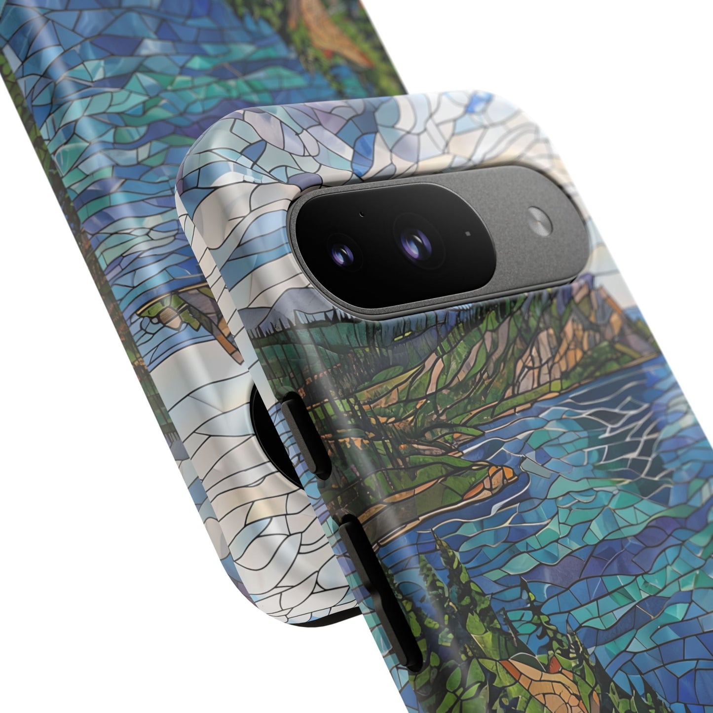Isle Royale Mosaic Tough Phone Case, Remote Island Wilderness Art, Great Lakes Nature Aesthetic, Compatible with iPhone, Galaxy, and Pixels