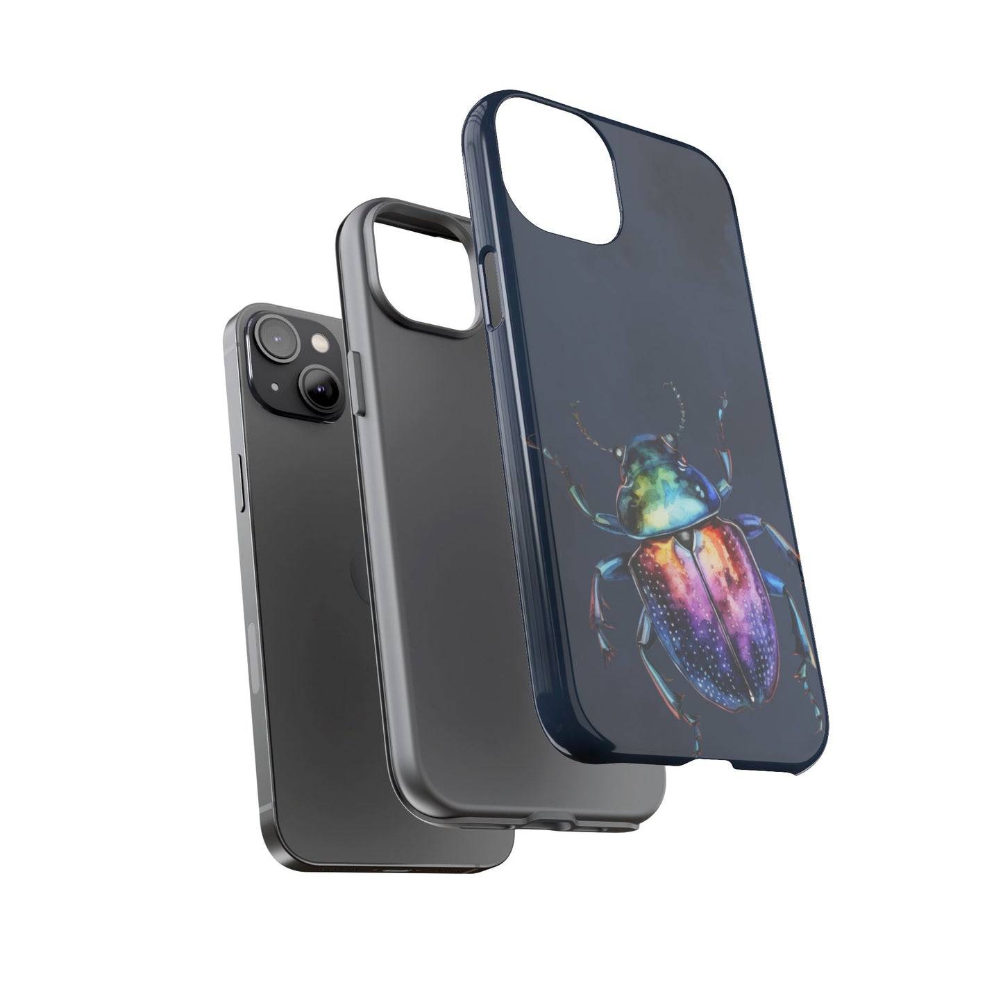 Iridescent Beetle Tough Phone Case - Insect Art Design, Nature-Inspired Pattern, Compatible with iPhone, Galaxy, and Google Phones