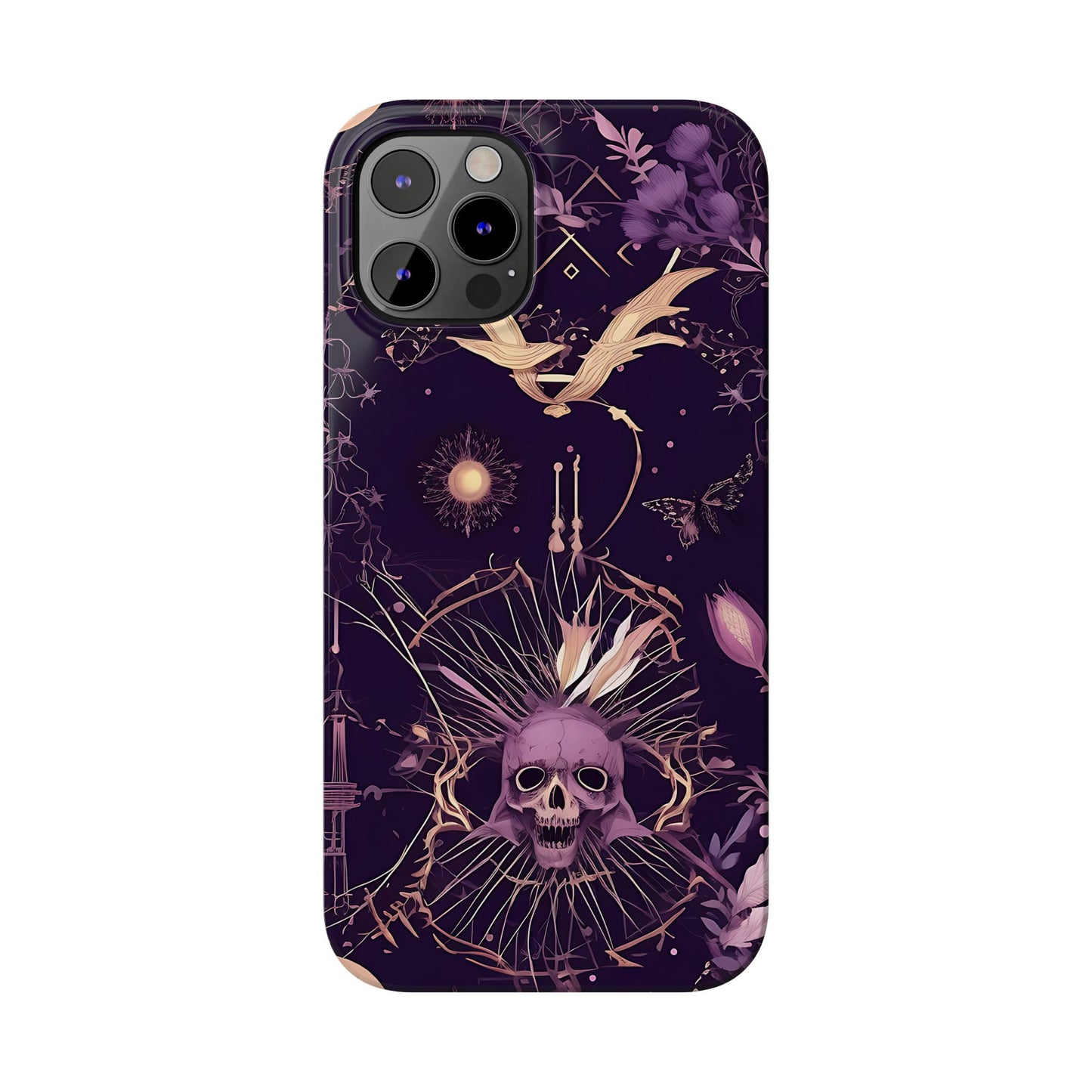 Gothic Floral Slim Phone Cases, Ghostly Style Mobile Cover, Dark Aesthetic Gift, Unique Protective Case, Perfect for Halloween