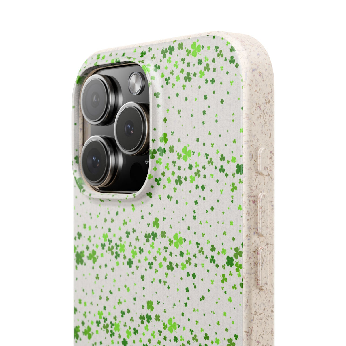Shamrock Biodegradable Phone Case, Minimal St Patricks Day Clover Pattern, Irish Green Cover Compatible with iPhone