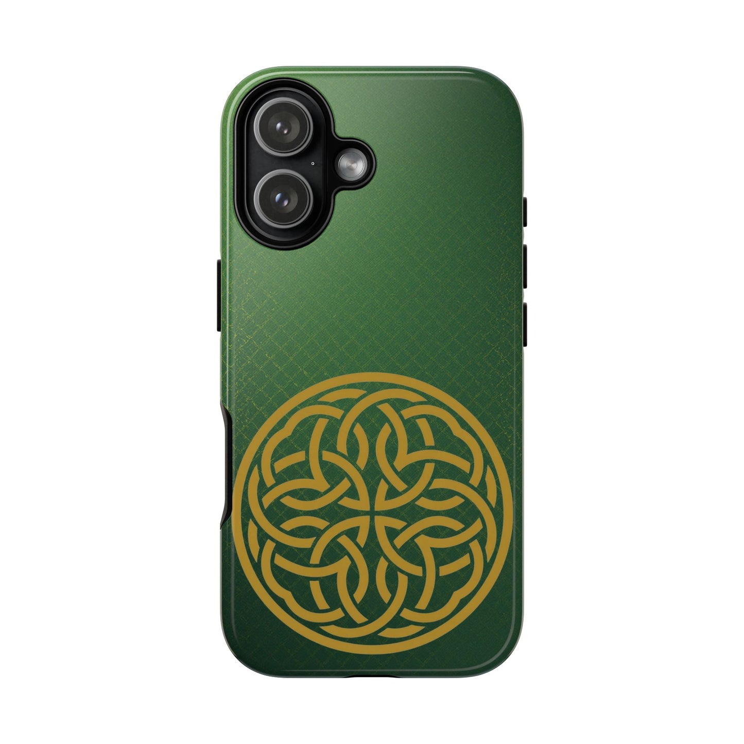 Celtic Shield Knot Tough Phone Case, Green Irish Medallion Design, Gold Celtic Knot iPhone Case, Irish Heritage Gift, Celtic Art Symbol