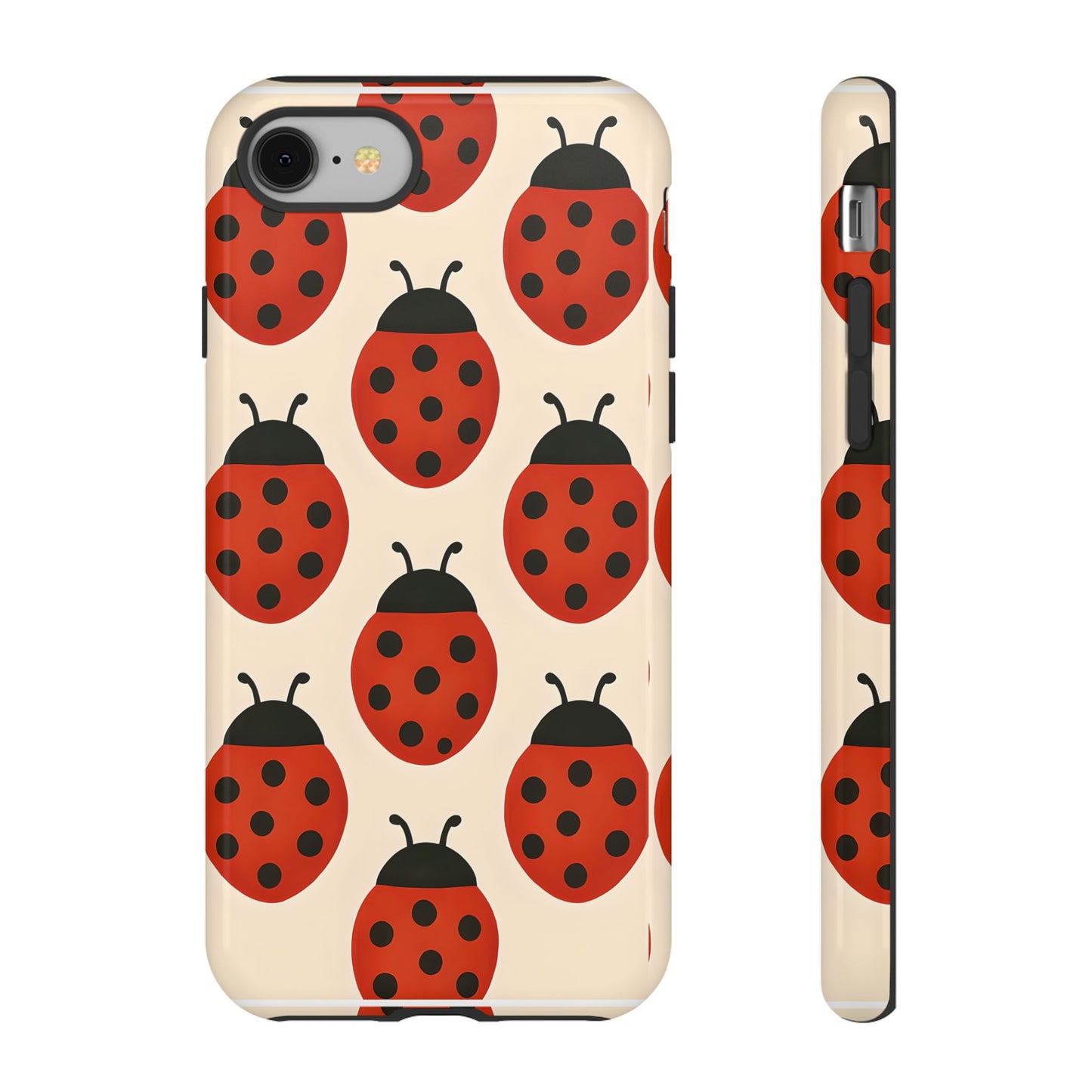 Cute Ladybug Tough Phone Case - Red and Black Insect Pattern, Nature-Inspired Design, Compatible with iPhone, Galaxy, and Google Phones