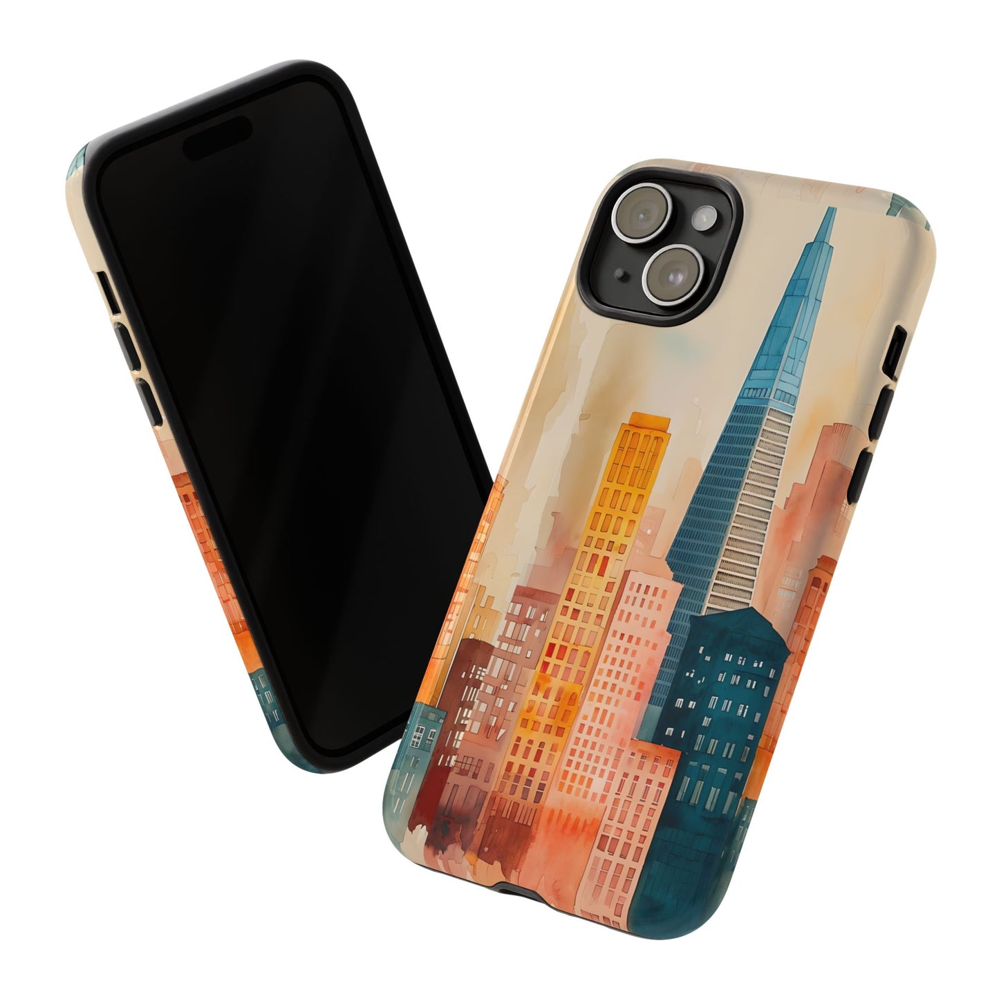 San Francisco Cityscape Tough Phone Case - Tropical Skyline Aesthetic, Sunset Beach Urban Art, Compatible with iPhone, Galaxy, and Google